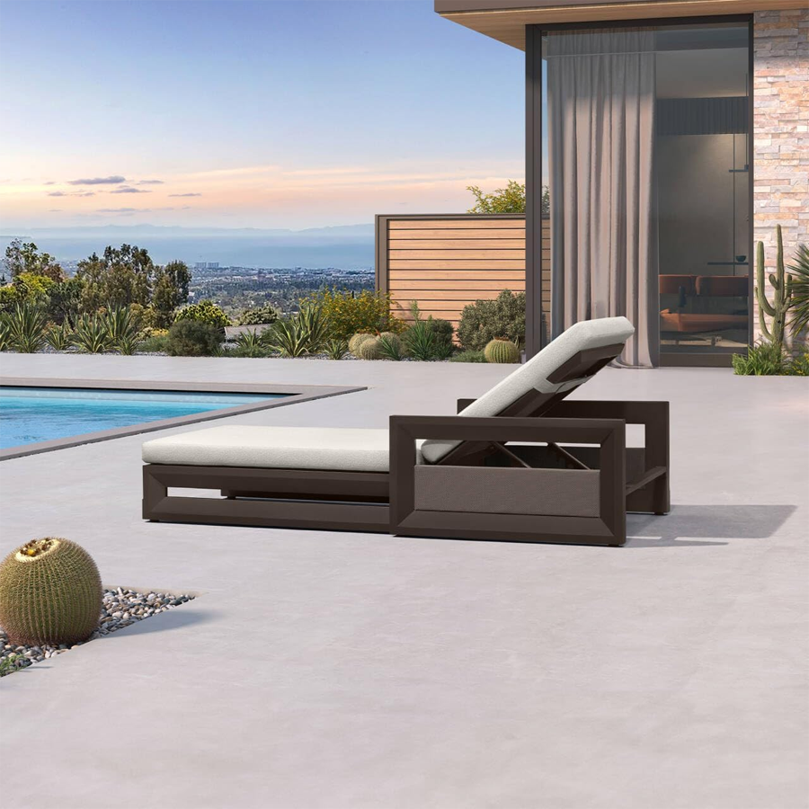 PURPLE LEAF Caesar Outdoor Chaise Lounge 2 in 1 Design Reclining Lounger Chair with Cushion Deluxe Aluminum Oversize Pool Lounge Chairs with Armrests & Backrest for Patio Poolside Backyard — product view 6