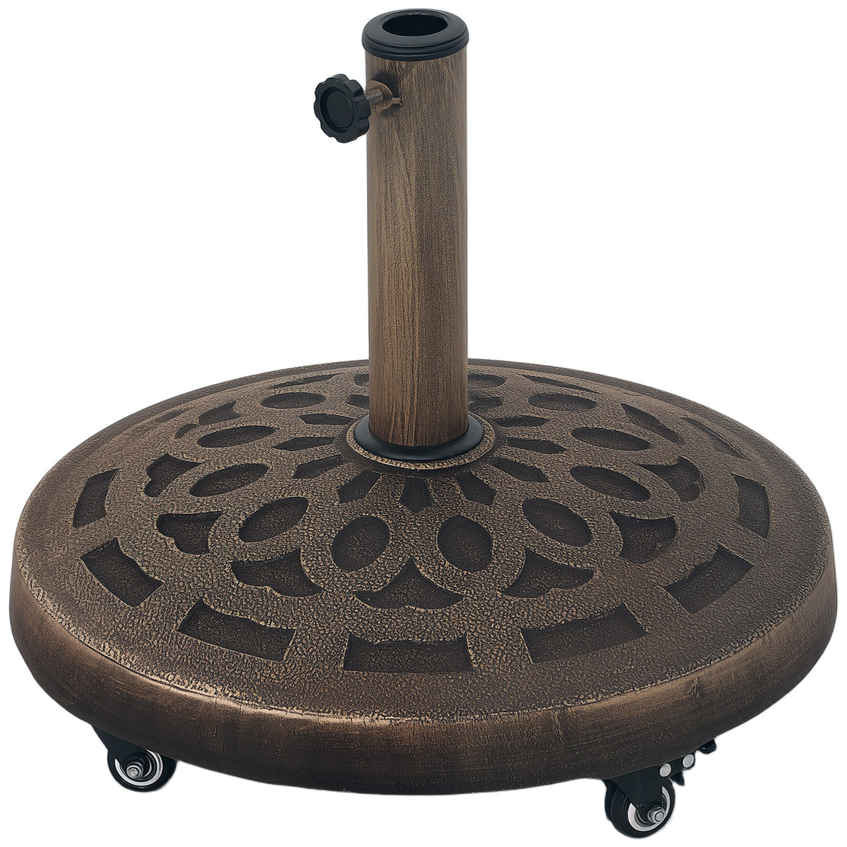 46 lbs Patio Umbrella Base with Wheels, Bronze — product view 1