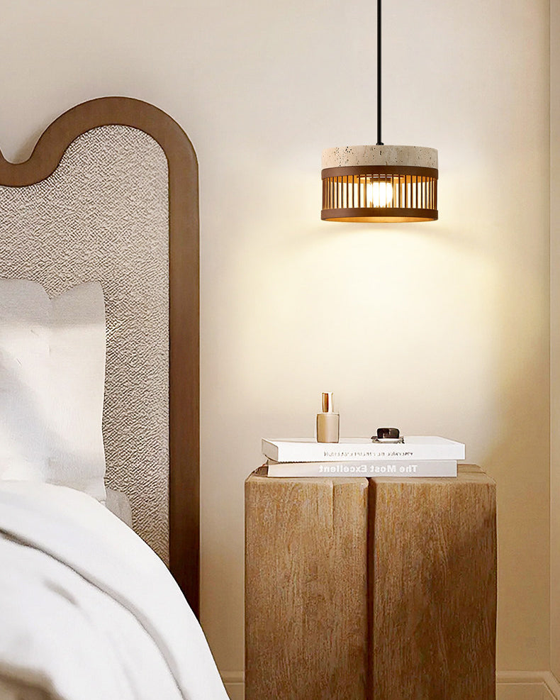 WOMO Cylinder Travertine Pendant Light-WM3100 — product view 2