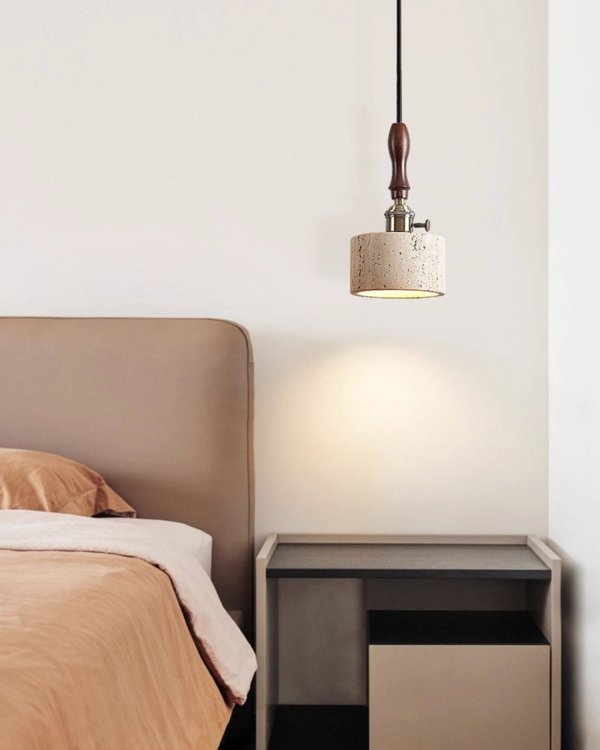 WOMO Travertine Drum Pendant Light - WM3103 — product view 4