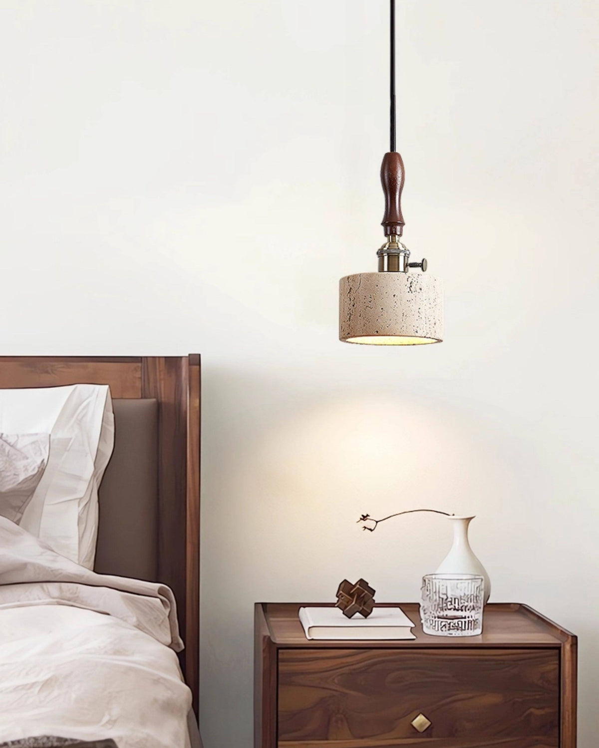 WOMO Travertine Drum Pendant Light - WM3103 — product view 5