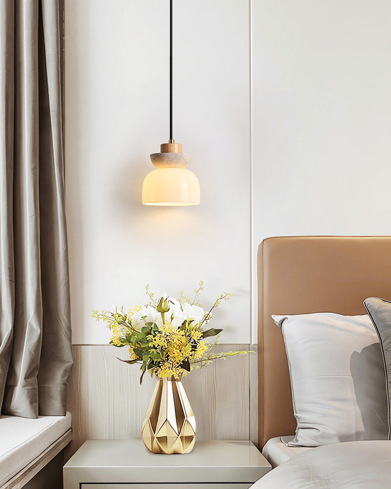 WOMO Travertine Glass Globe Pendant Light - WM3105 — product view 3