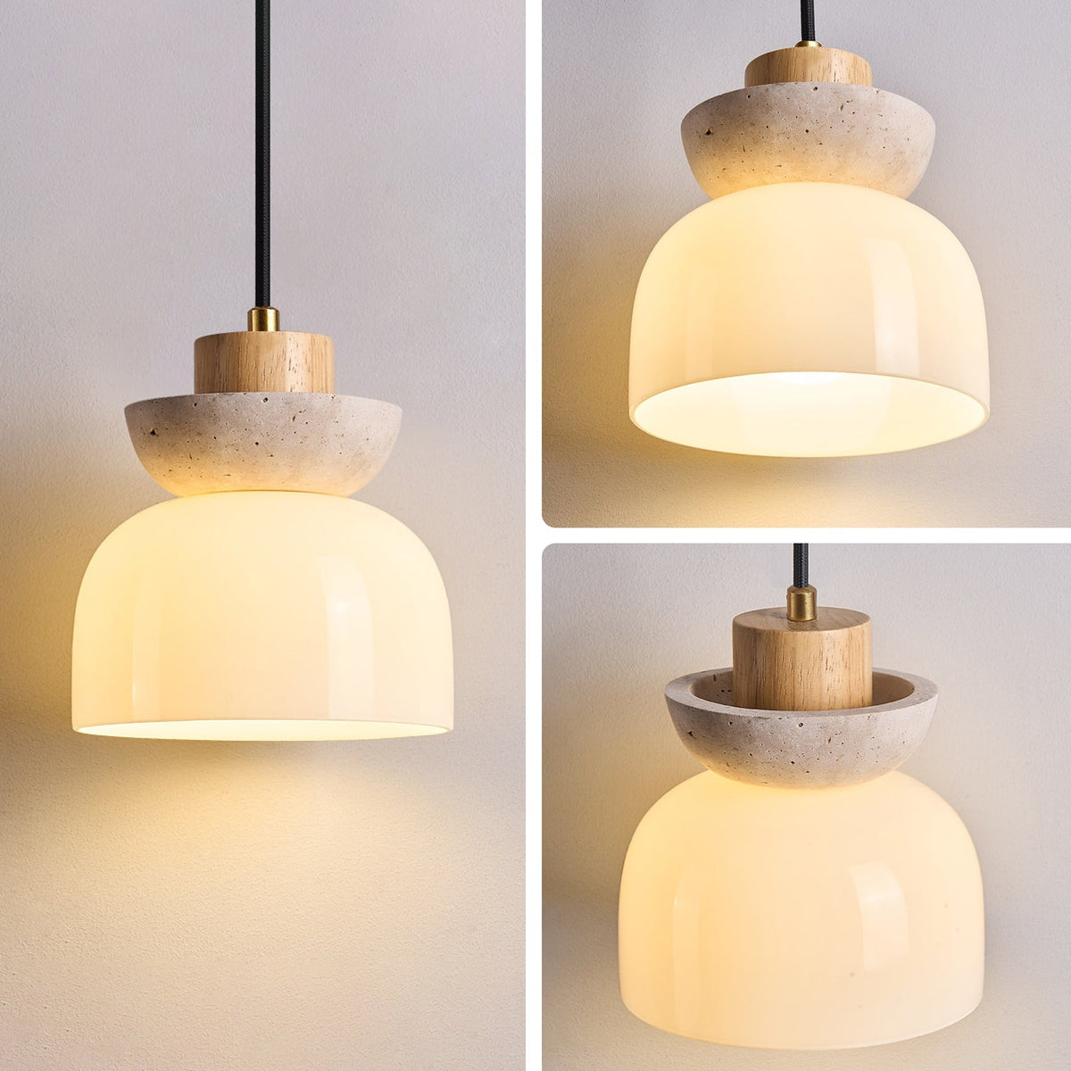 WOMO Travertine Glass Globe Pendant Light - WM3105 — product view 7