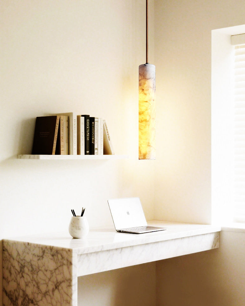 WOMO Cylinder Alabaster Pendant Light-WM3115 — product view 2