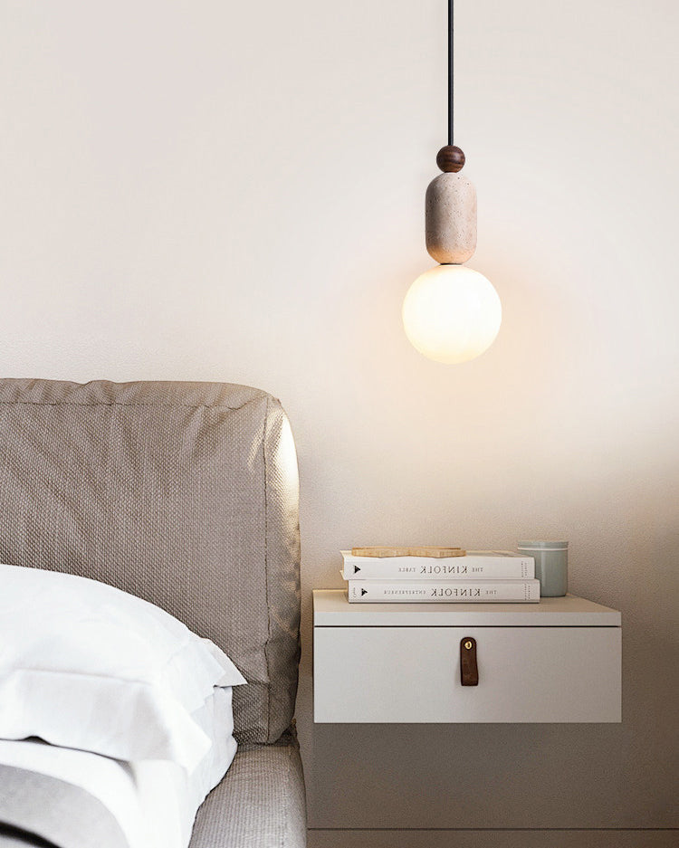WOMO Travertine Glass Globe Pendant Light - WM3117 — product view 2