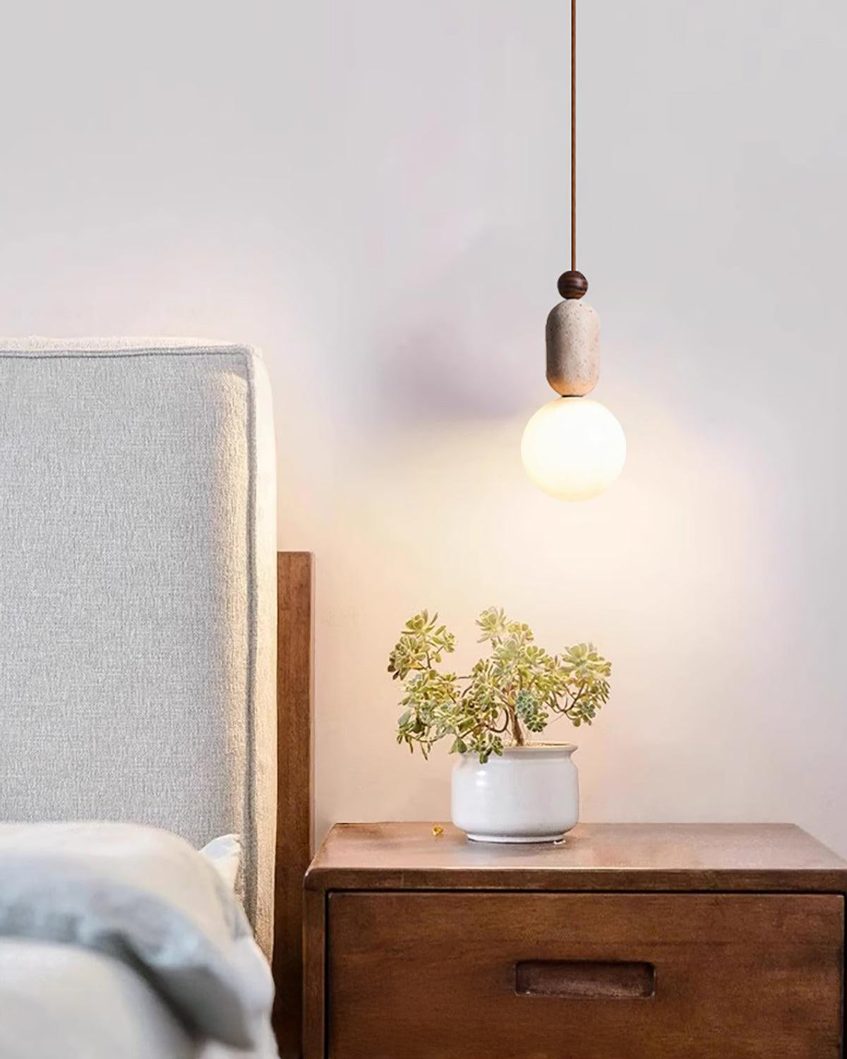 WOMO Travertine Glass Globe Pendant Light - WM3117 — product view 4