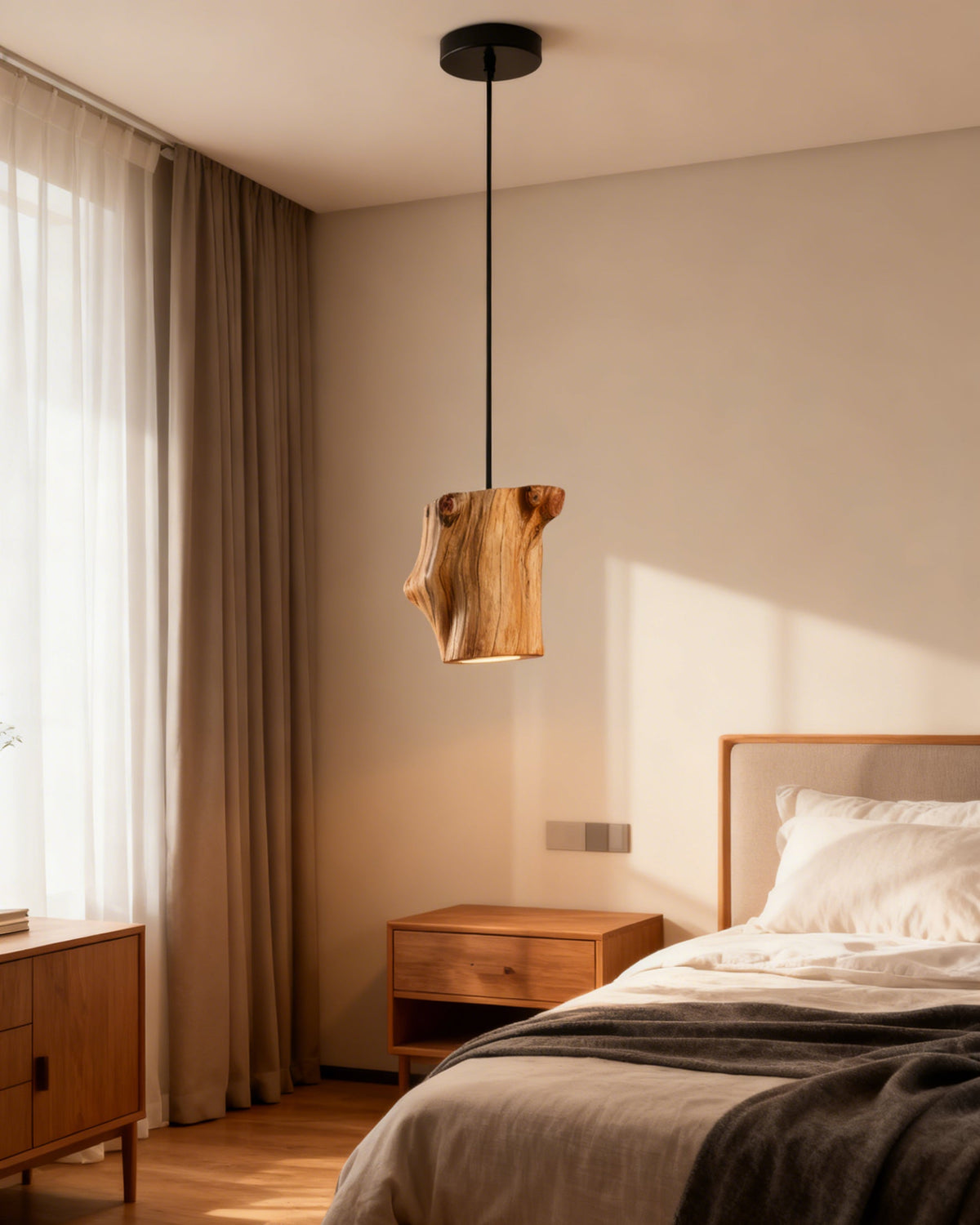 WOMO Natural Wood Pendant Light - WM3120 — product view 3
