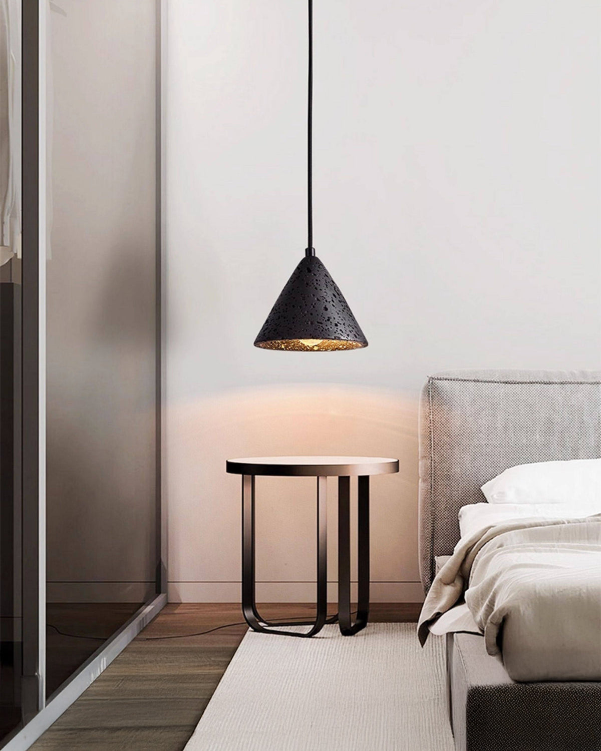 WOMO Black Travertine Cone Pendant Light - WM3122 — product view 3