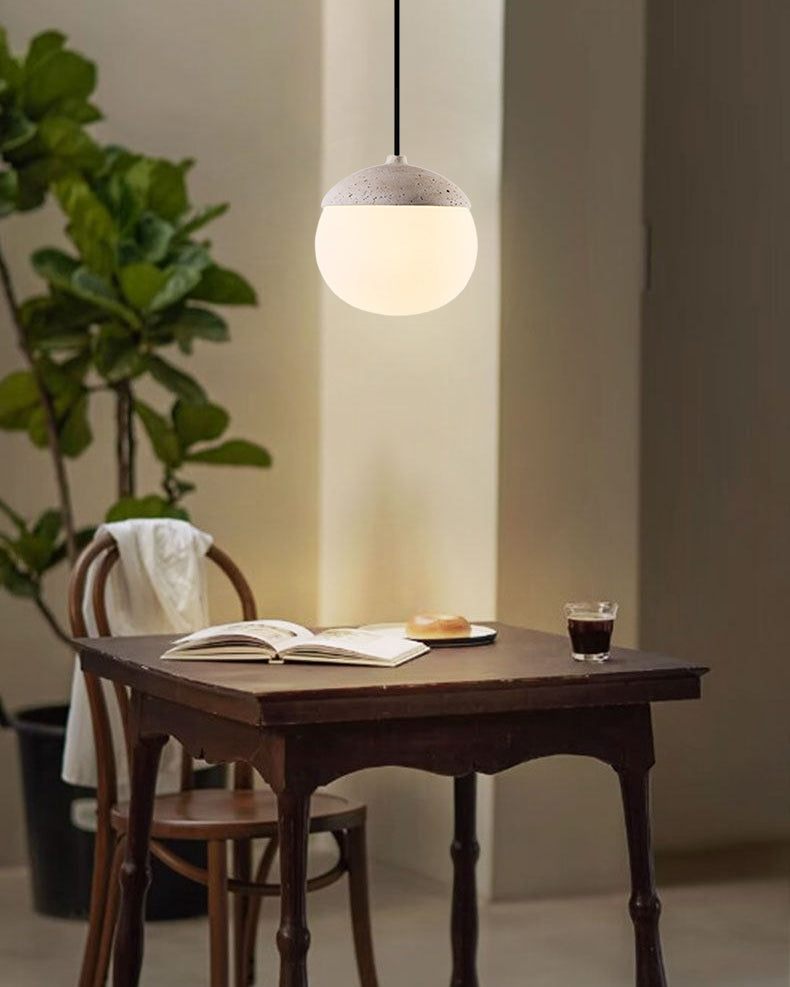 WOMO Natural Travertine Glass Oval Pendant Light - WM3123 — product view 6