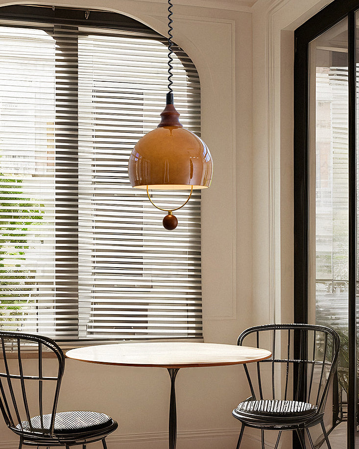 WOMO Amber Glass Dome Pendant Light-WM3159 — product view 2