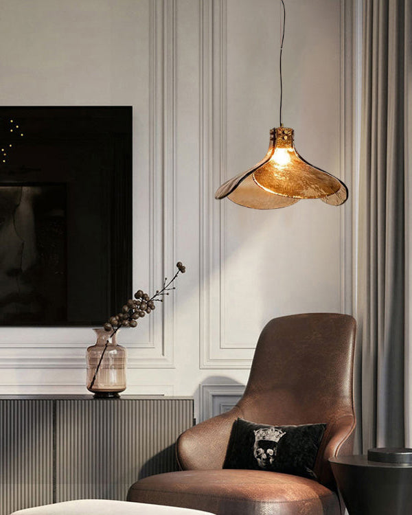 WOMO Amber Glass Petal Pendant Light-WM3163 — product view 4