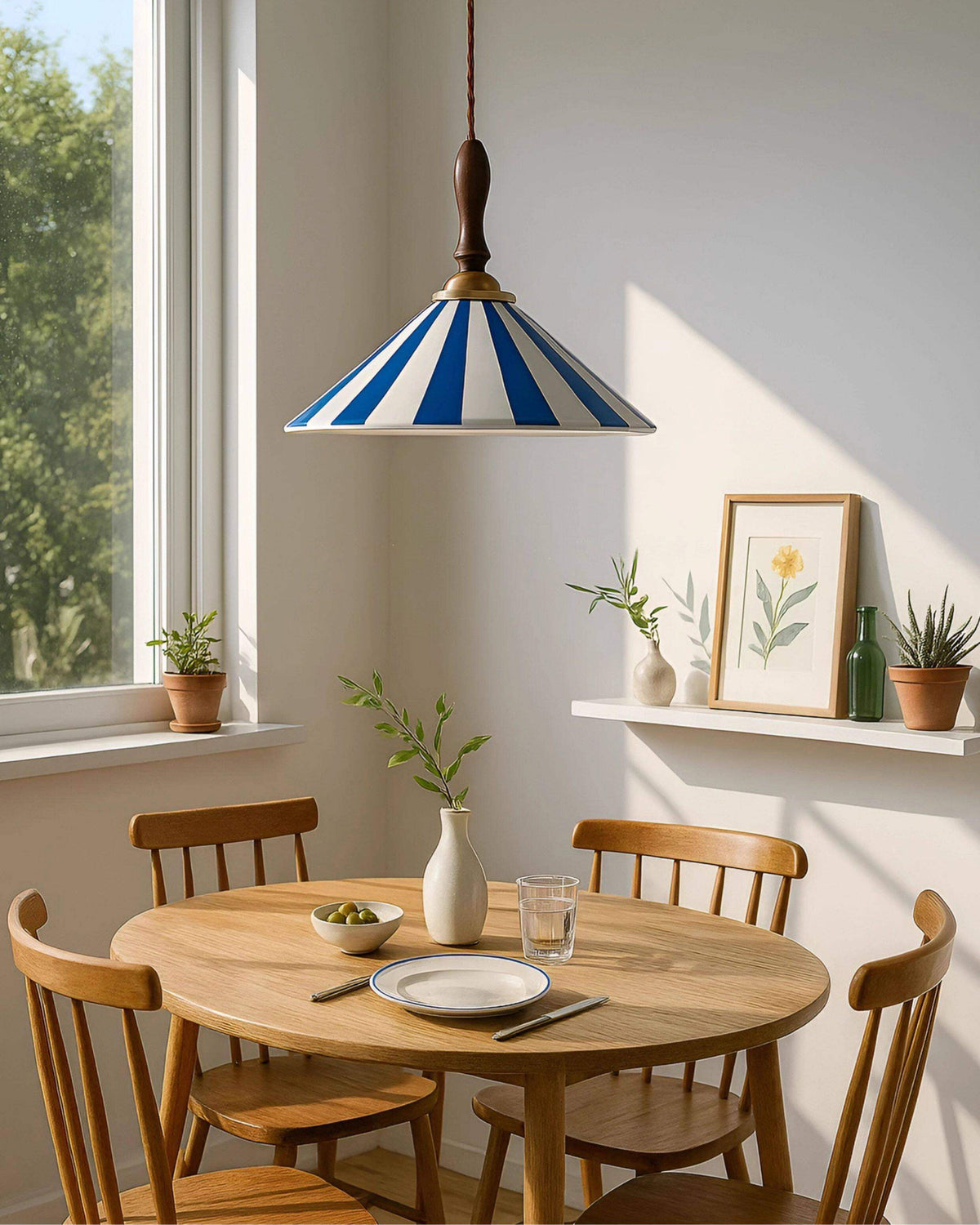 WOMO Striped Ceramic Cone Pendant Light-WM3170 — product view 4