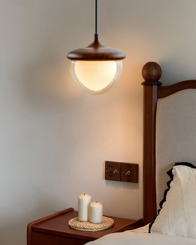 WOMO Walnut Glass Pinecone Pendant Light-WM3181 — product view 2
