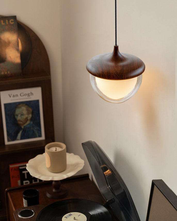 WOMO Walnut Glass Pinecone Pendant Light-WM3181 — product view 3