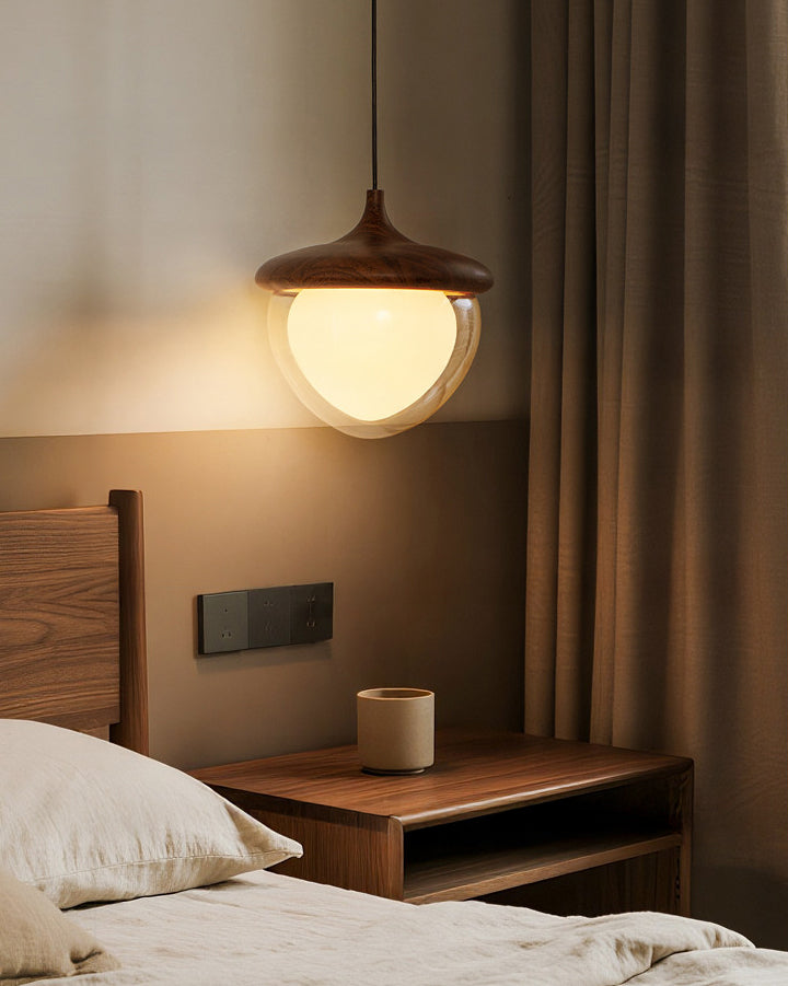 WOMO Walnut Glass Pinecone Pendant Light-WM3181 — product view 5