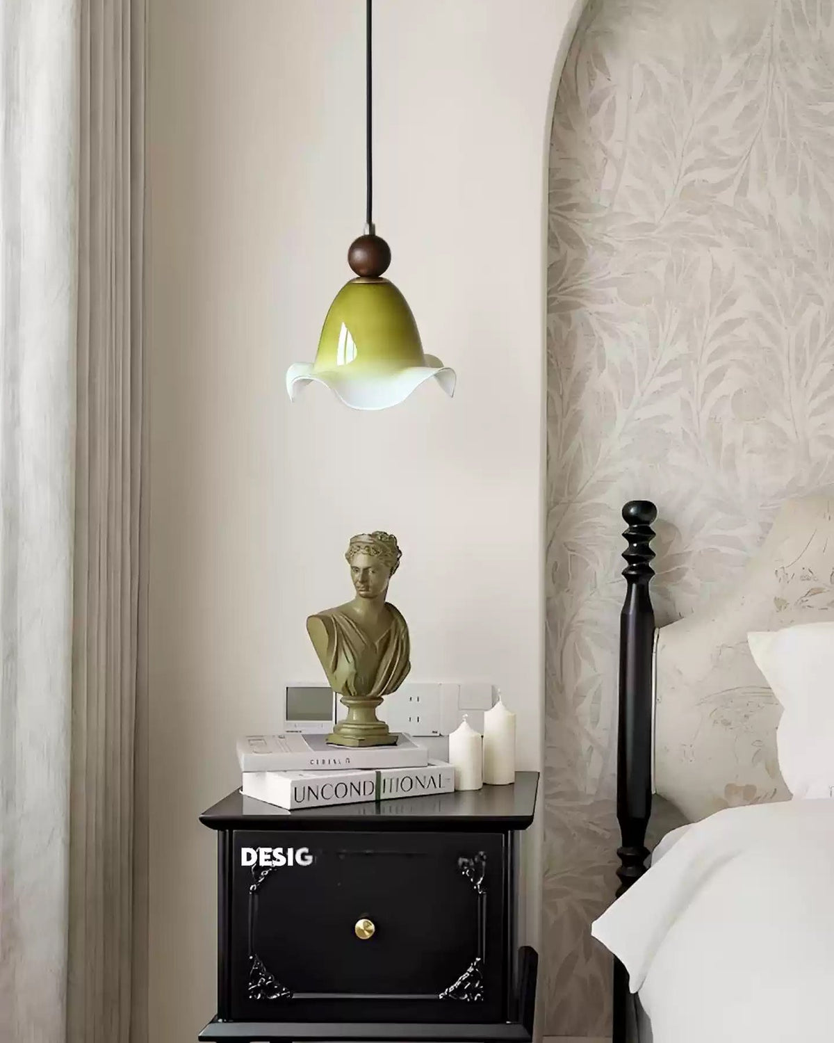 WOMO Ruffled Bell Glass Pendant Light-WM3185 — product view 2