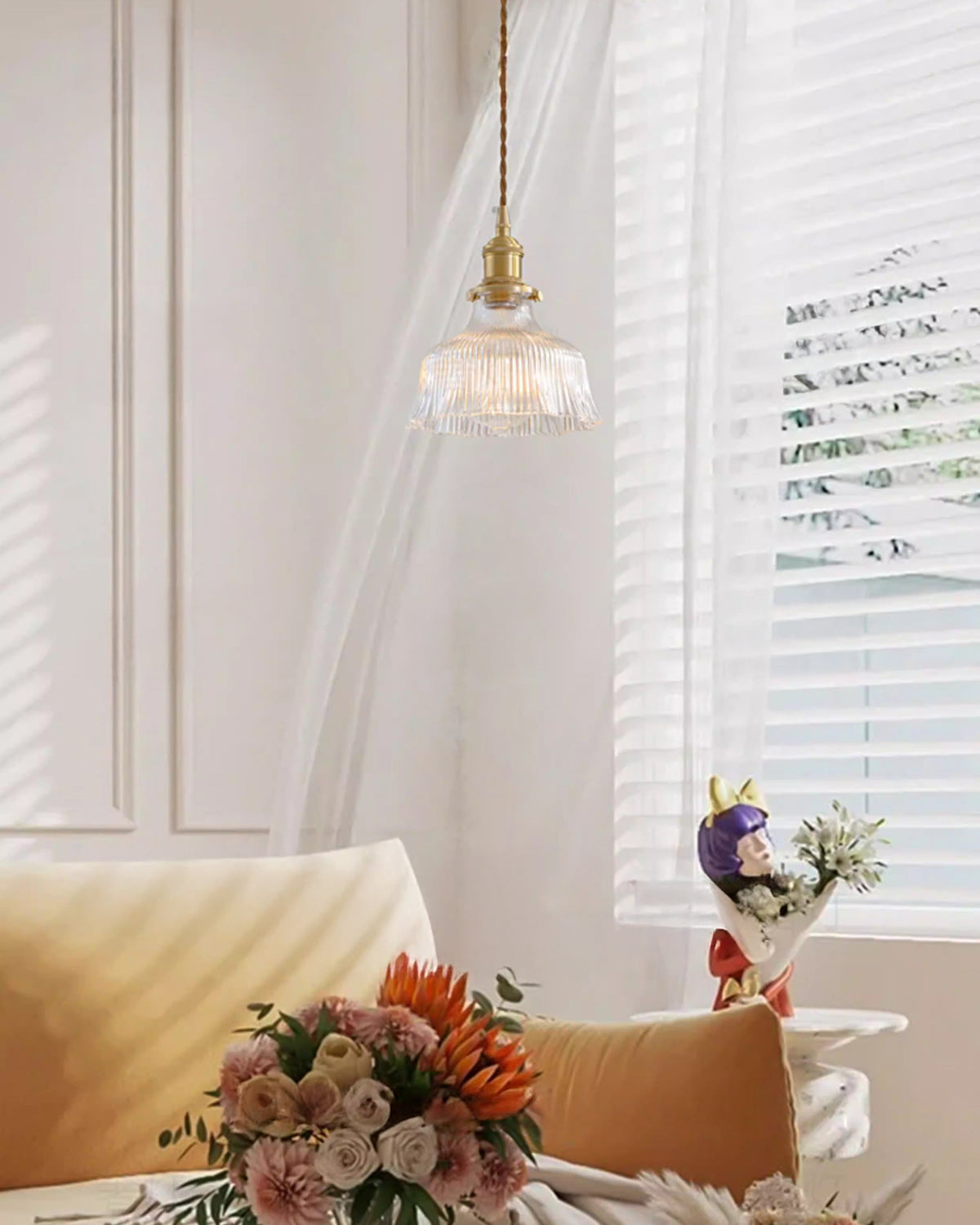 WOMO Transparent Glass Flower Pendant Light-WM3193 — product view 3