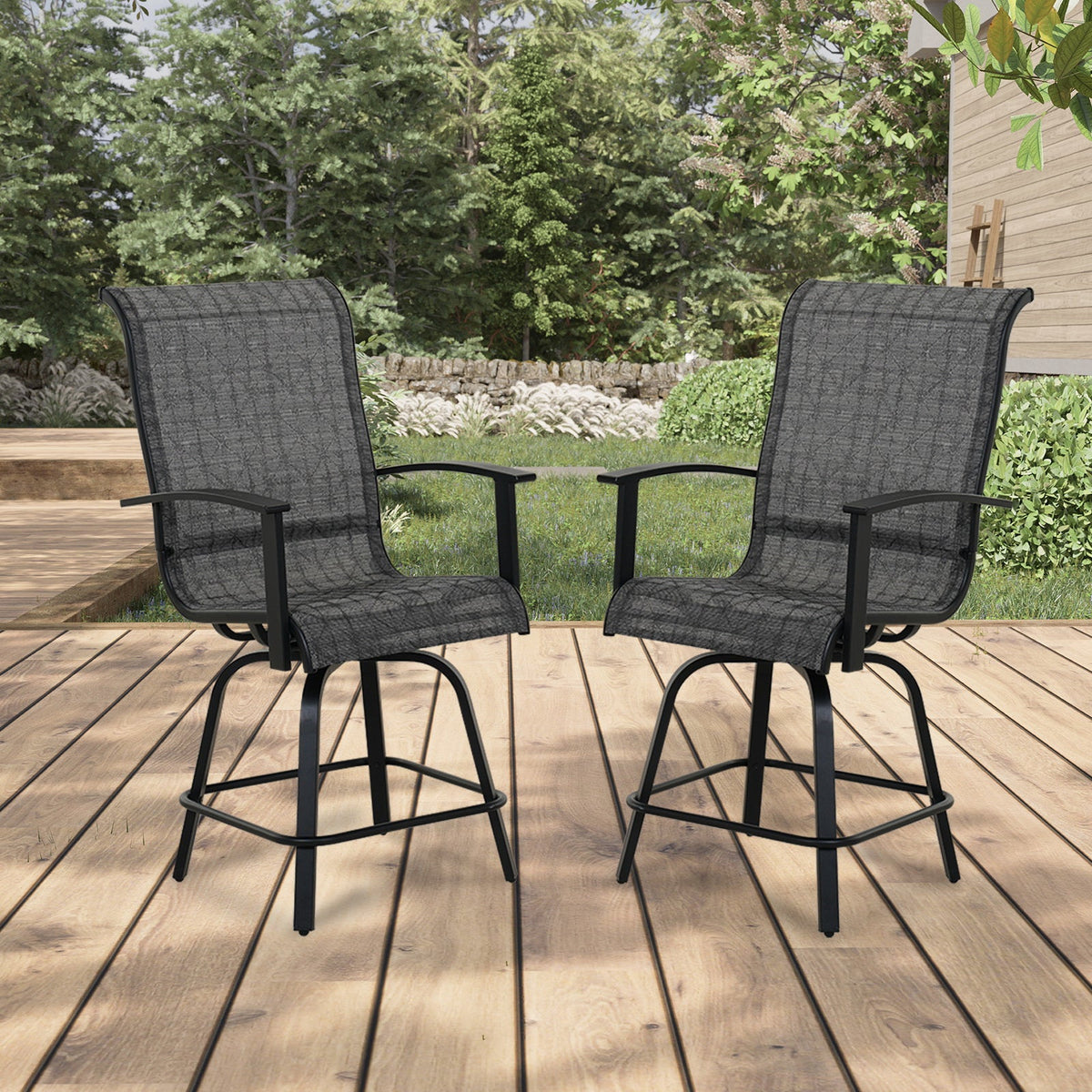 LOUNGE YARD 2 PCS High Foot Swivel Stool Bar Set with Rotation Function — product view 4