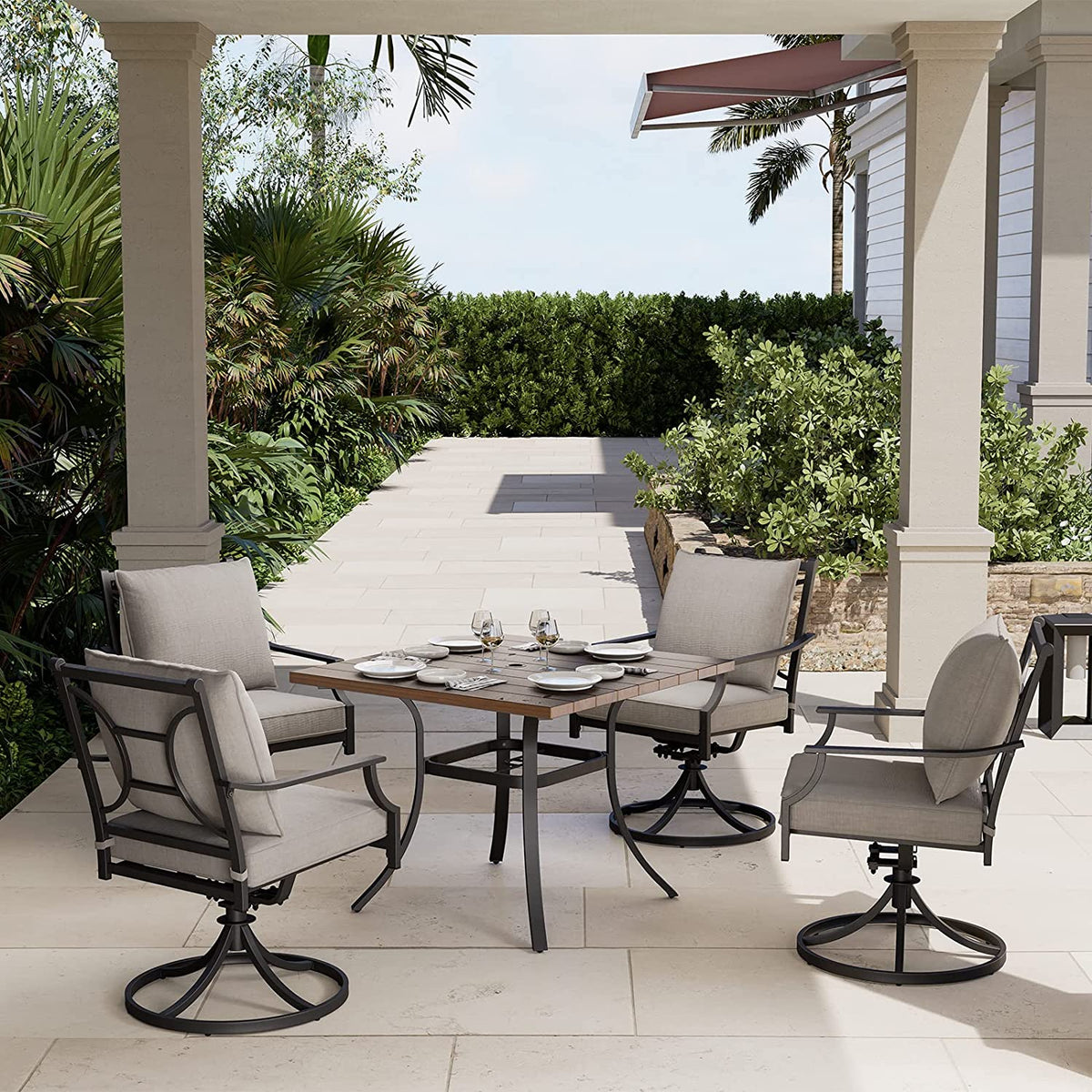 LOUNGE YARD Swivel Dining Chairs Outdoor Dining Set Patio Dining Furniture Set — product view 7