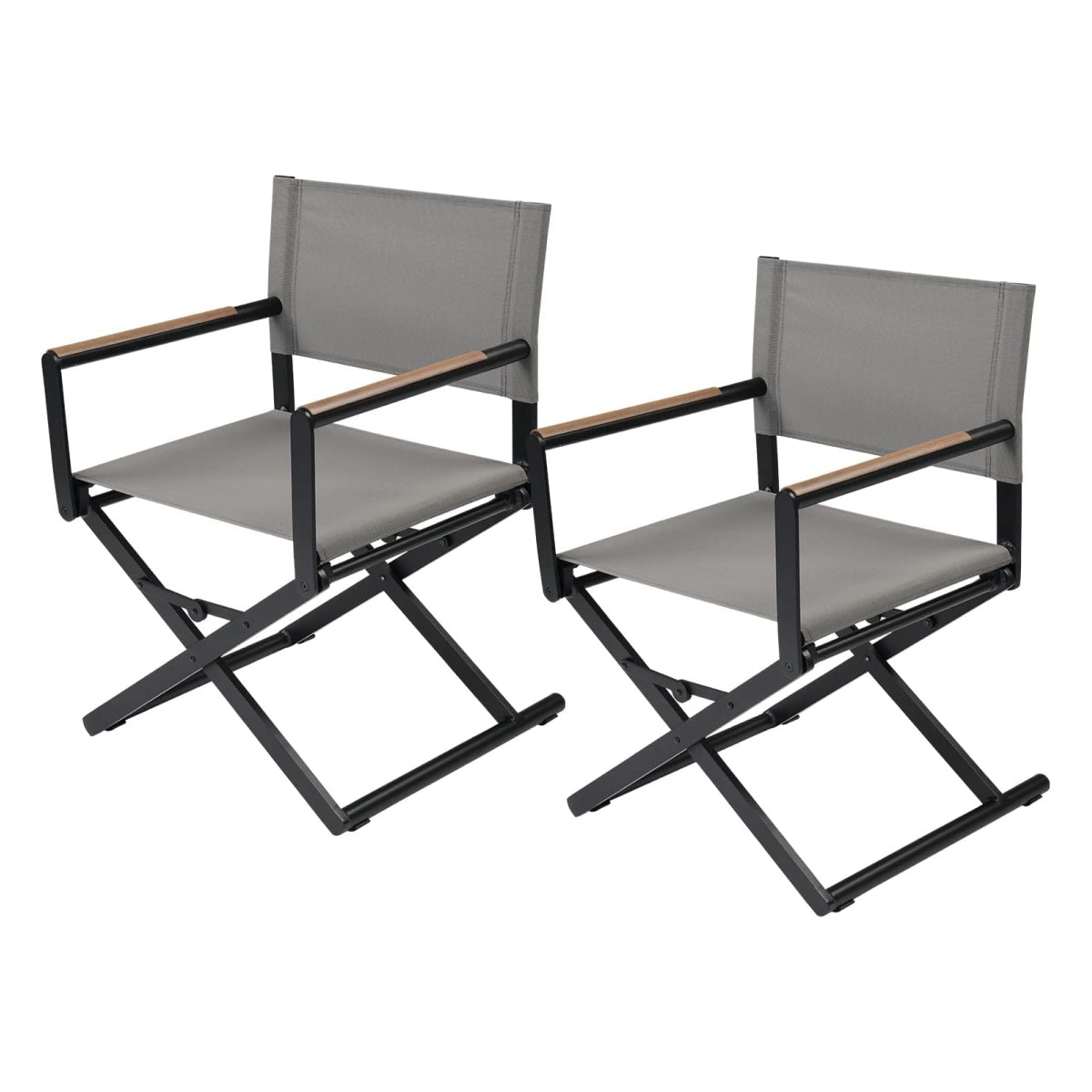 LOUNGE YARD Outdoor & Indoor Aluminum Mesh Sling Folding Director Chair Lightweight All-Weather Wood Grain Camping and Hunting Chair for Garden — product view 3