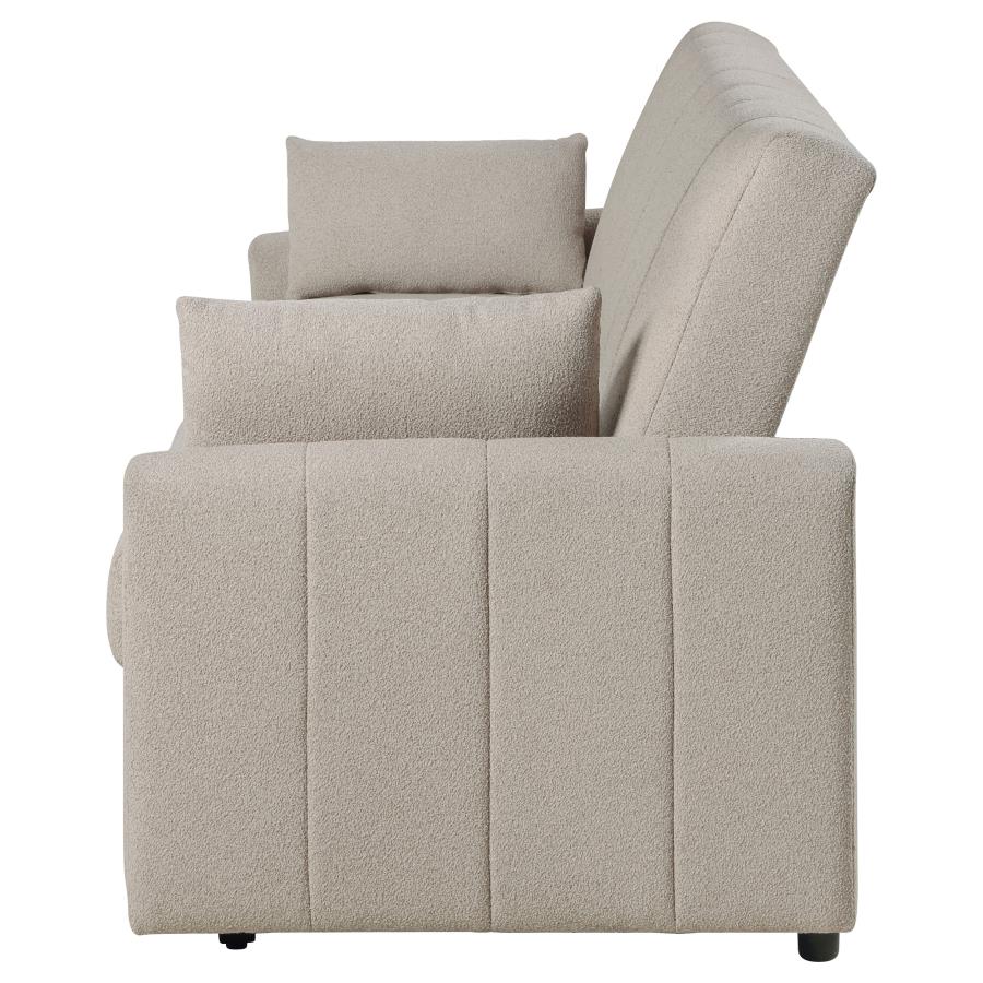 Coaster Portland Latte Boucle Fabric Fold Down Pop Up Sleeper Sofa Bed – 350142 — product view 4