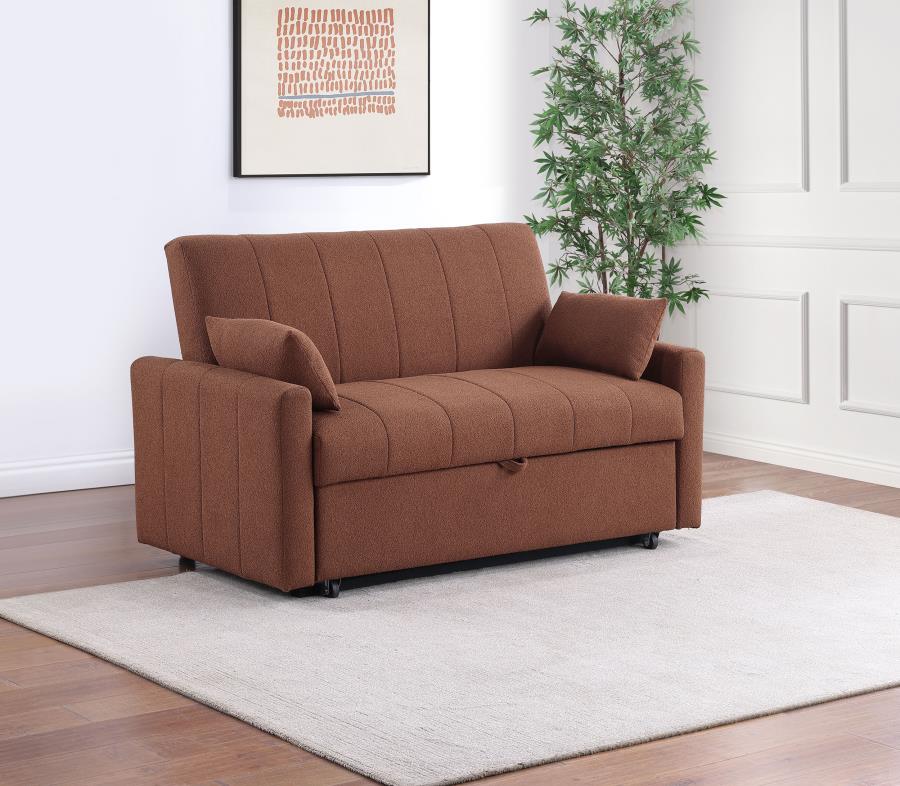 Coaster Portland Copper Boucle Fabric Fold Down Pop Up Sleeper Sofa Bed – 350145 — product view 1