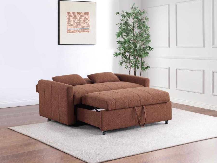 Coaster Portland Copper Boucle Fabric Fold Down Pop Up Sleeper Sofa Bed – 350145 — product view 3