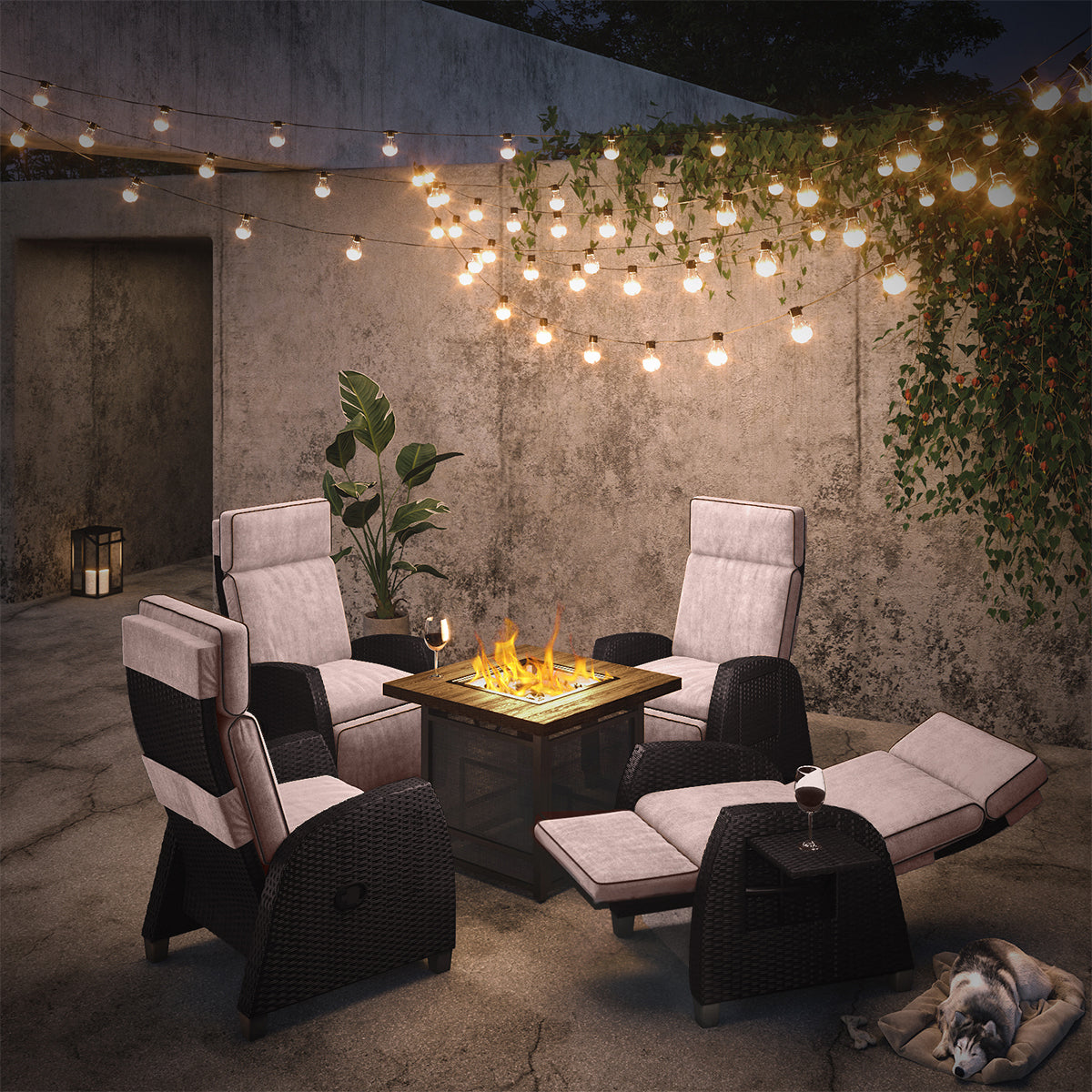 LOUNGE YARD Recliner & Fire Pit Table Set — product view 5