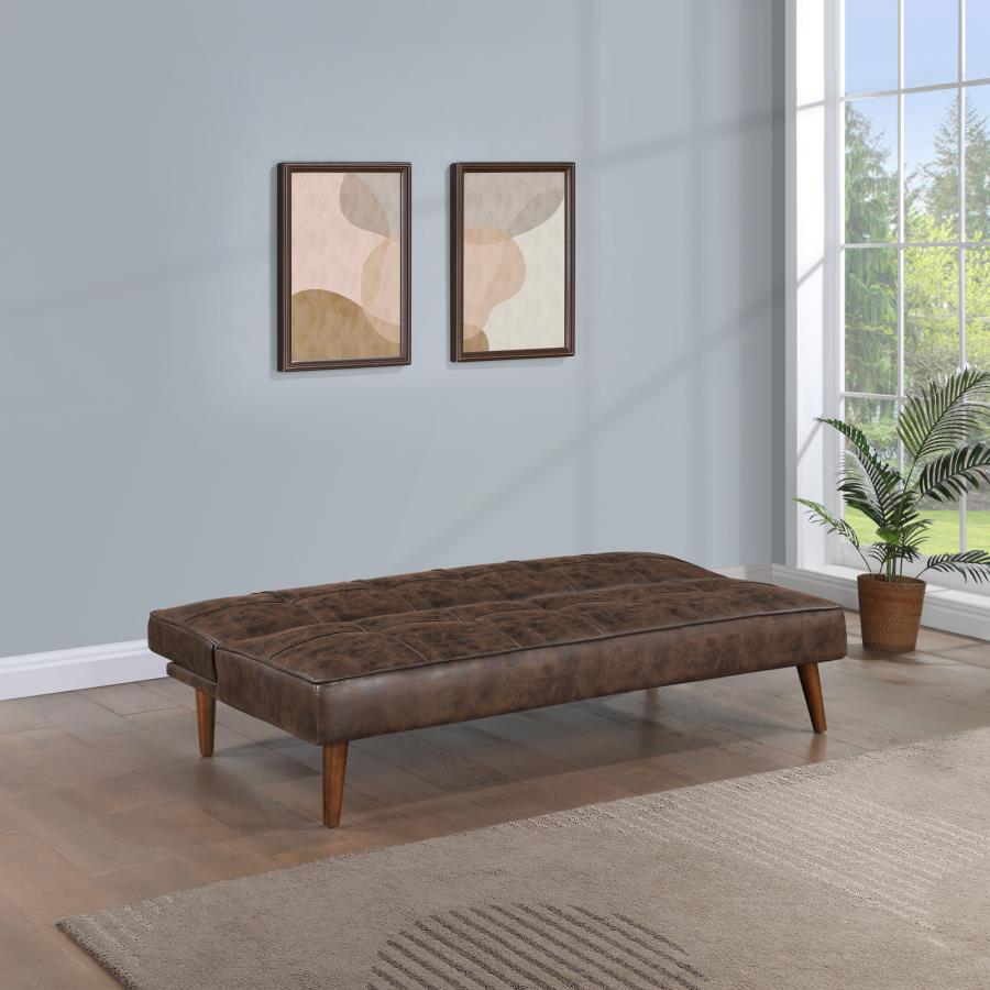Jenson Dark Coffee Leatherette Convertible Futon Folding Sofa Bed – 360237 — product view 2