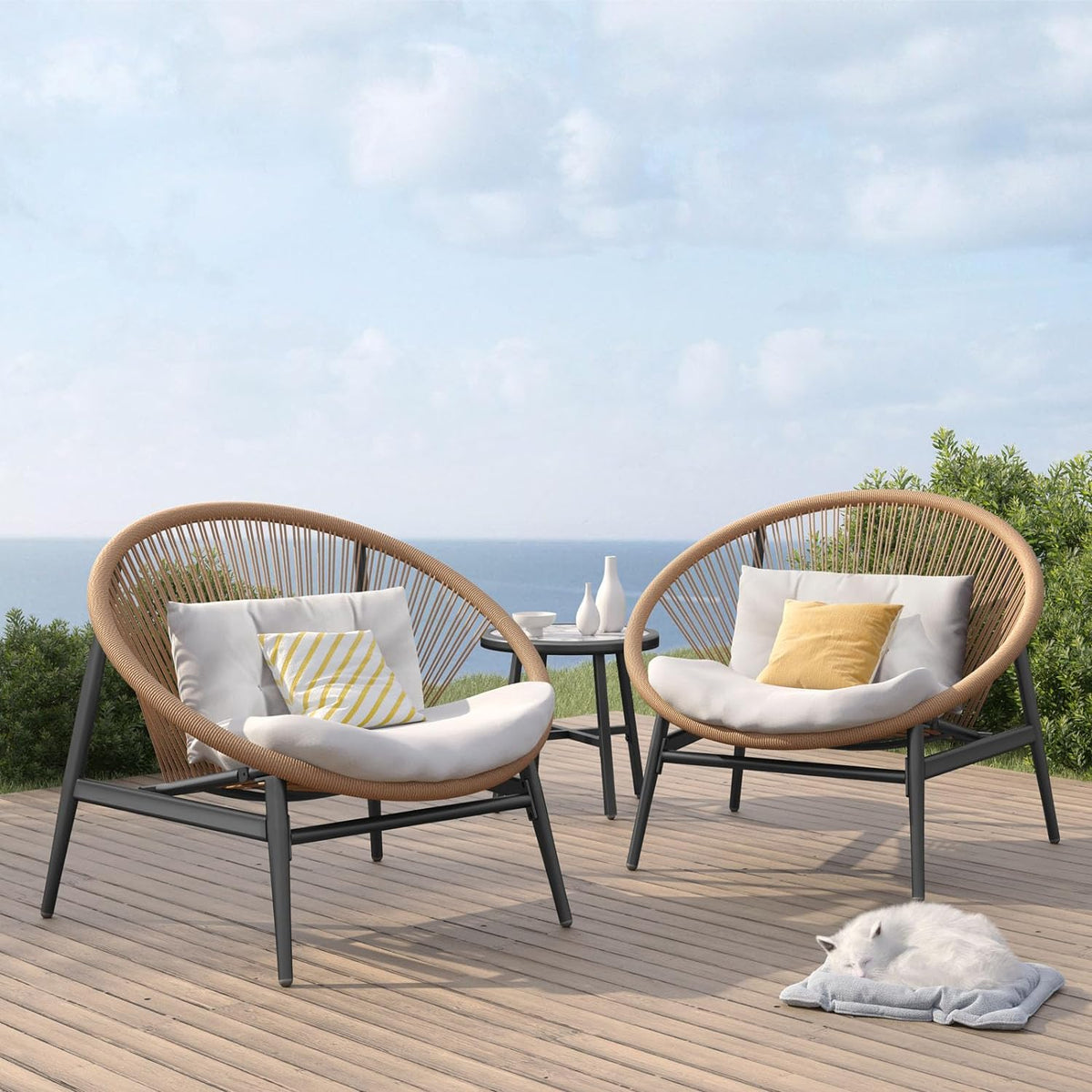 LOUNGE YARD Outdoor Furniture Set,Wicker Seating Set Oversized Chairs — product view 1