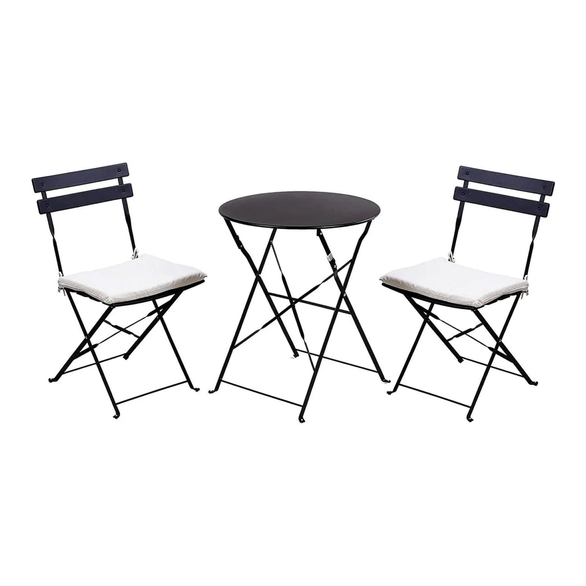 LOUNGE YARD Premium Steel Patio Bistro Set with Cushion 3 Piece Patio Set of Foldable Patio Table and Chairs — product view 3