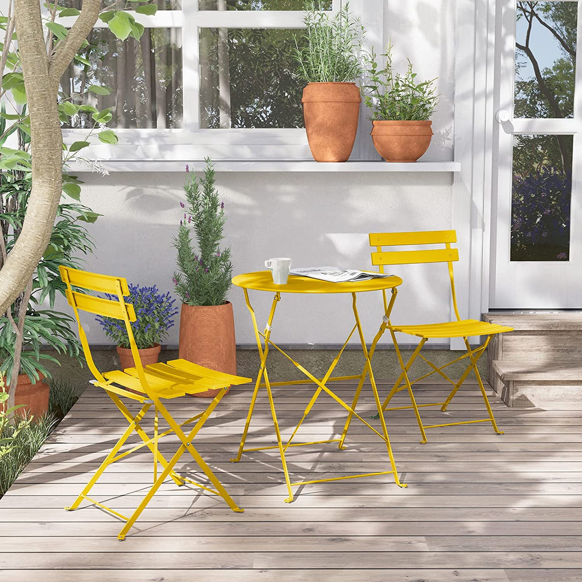 LOUNGE YARD Outdoor Premium Steel 3-Piece Foldable Patio Sets — product view 6