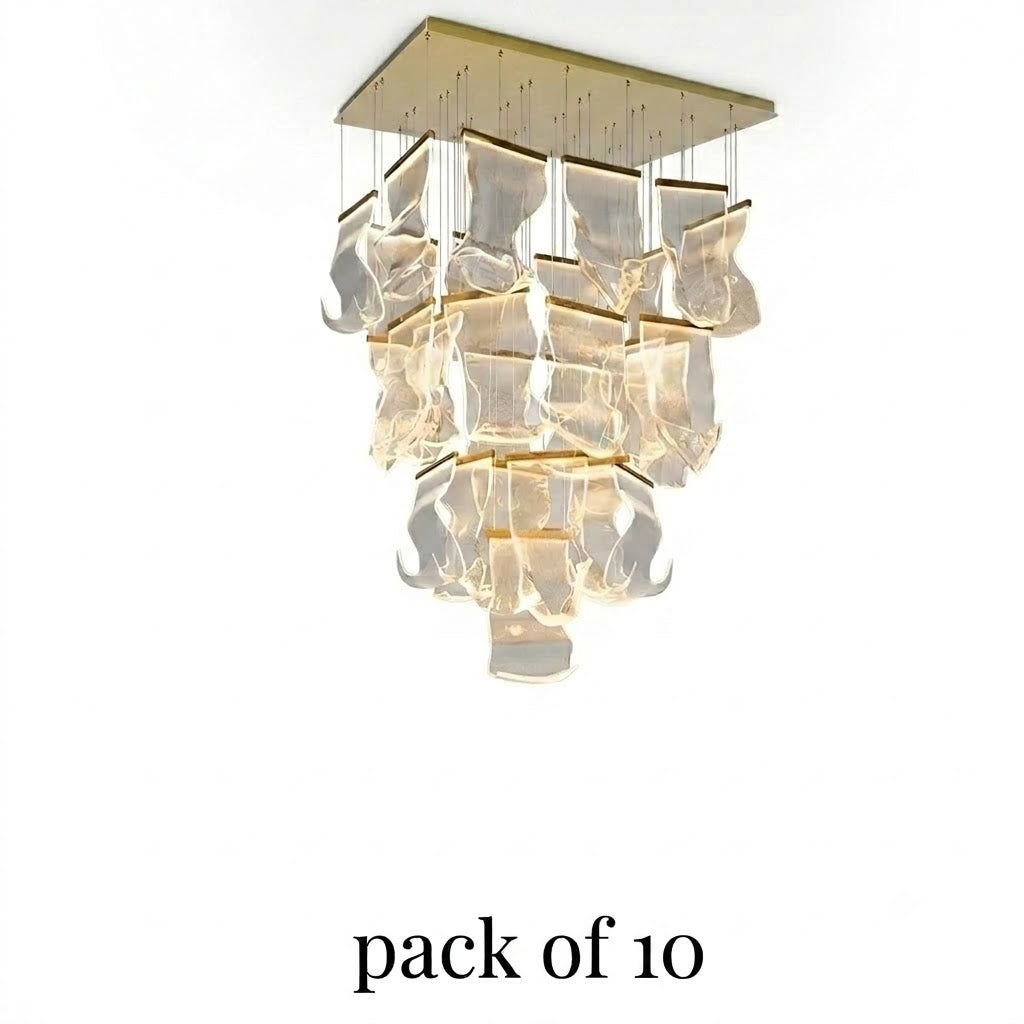 ZEPHYR Acrylic Wave Chandelier Remote Dimmable Dining Room Living Room — 6 to 35 Lights — product view 6