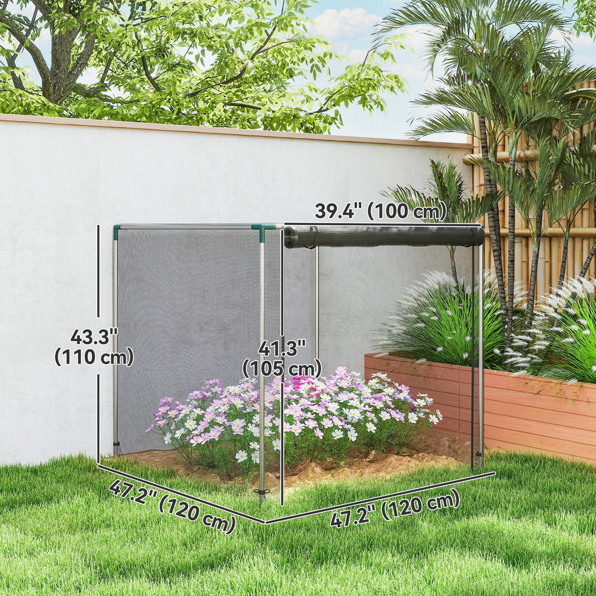 4' x 4' Crop Cage with Zippered Door and Steel Frame, Black — product view 5
