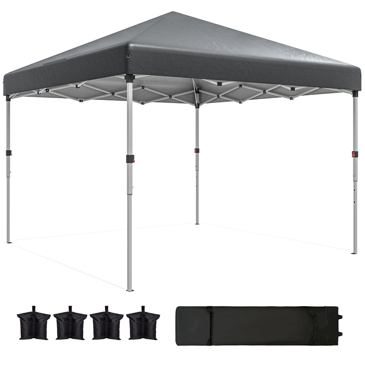 10' x 10' Pop Up Canopy Tent with Sidewalls and Roller Bag, Dark Grey — product view 2