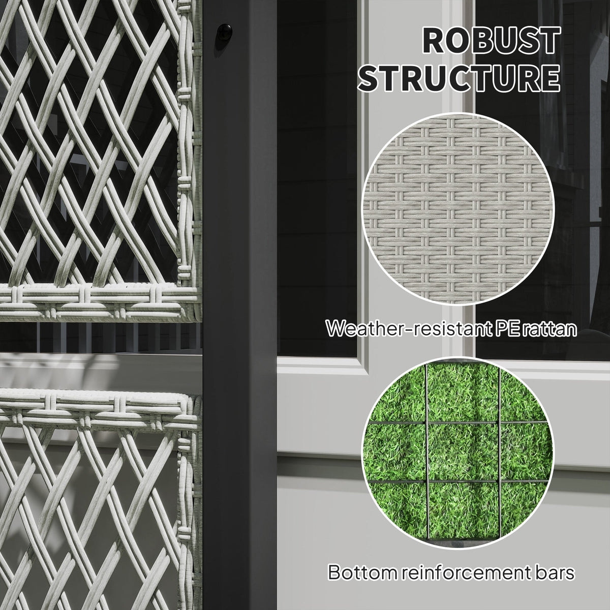 58" Wicker Outdoor Planter with Trellis and Privacy Screen, Mixed Grey — product view 6