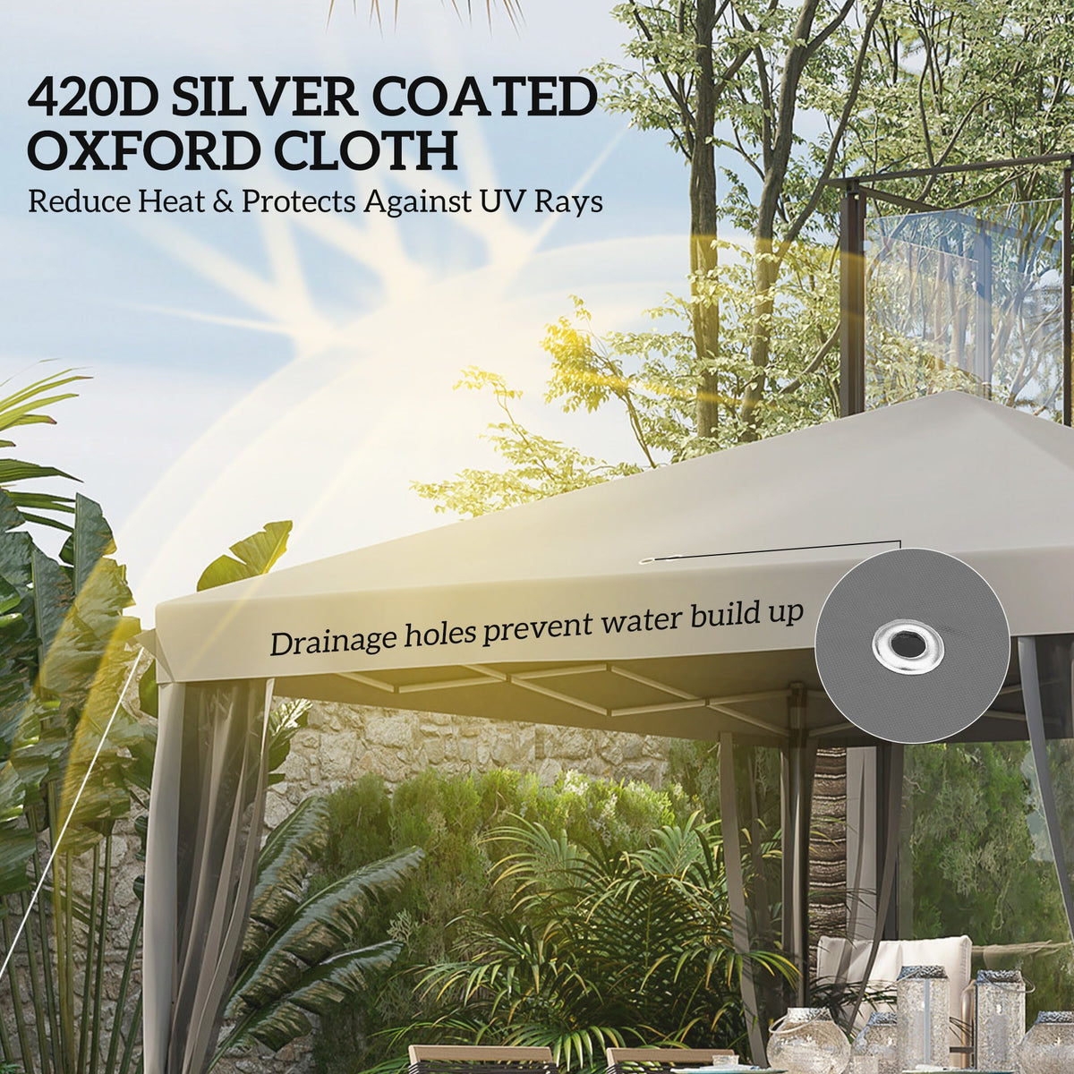 10' x 10' Pop Up Canopy Tent with Mesh Sidewalls and Carry Bag, Light Grey — product view 7