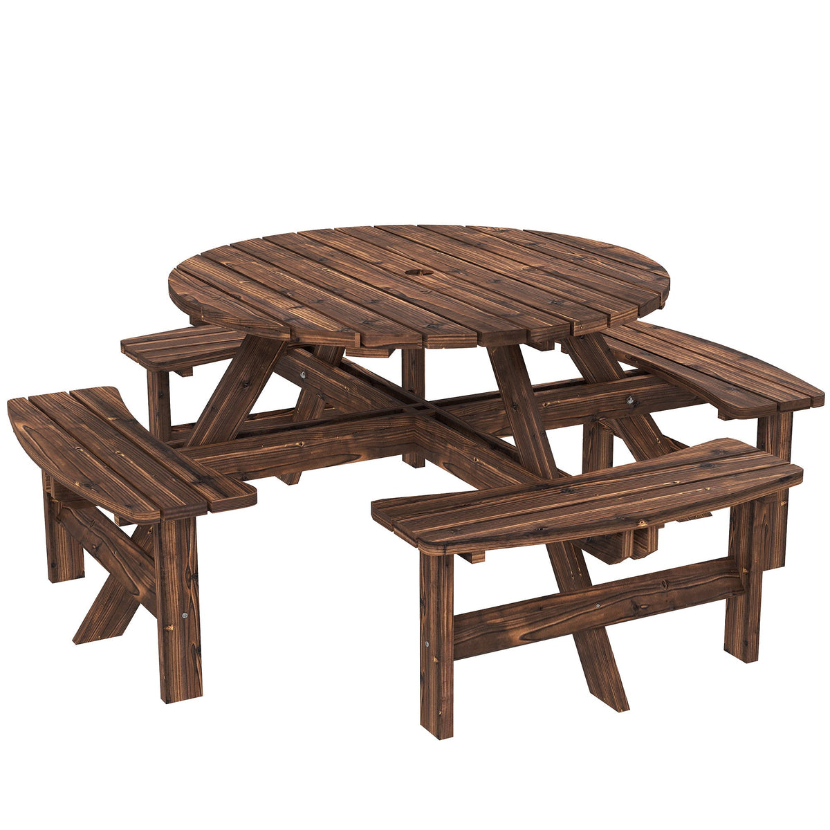 8 Seater Wooden Garden Picnic Table Set with Matching Bench, Tan — product view 2