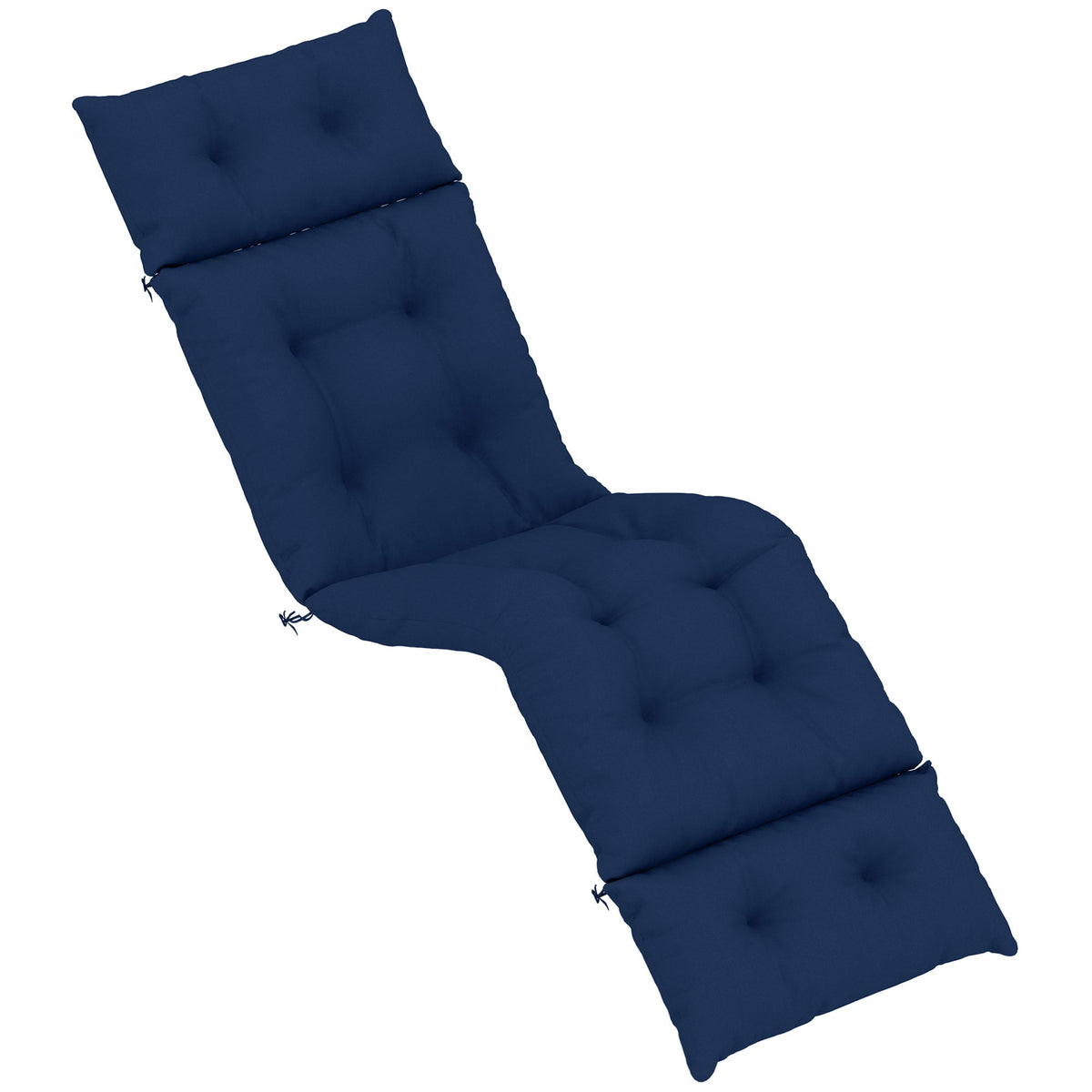 Tufted 74.8" x 22" x 4" Outdoor Chaise Lounge Cushion with Ties, Navy Blue — product view 2