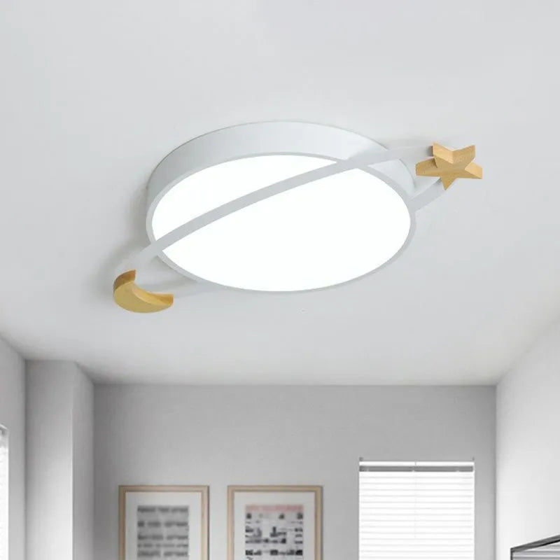 Arisha Modern Round Flush Mount Ceiling Light, Grey/White/Green — product view 6
