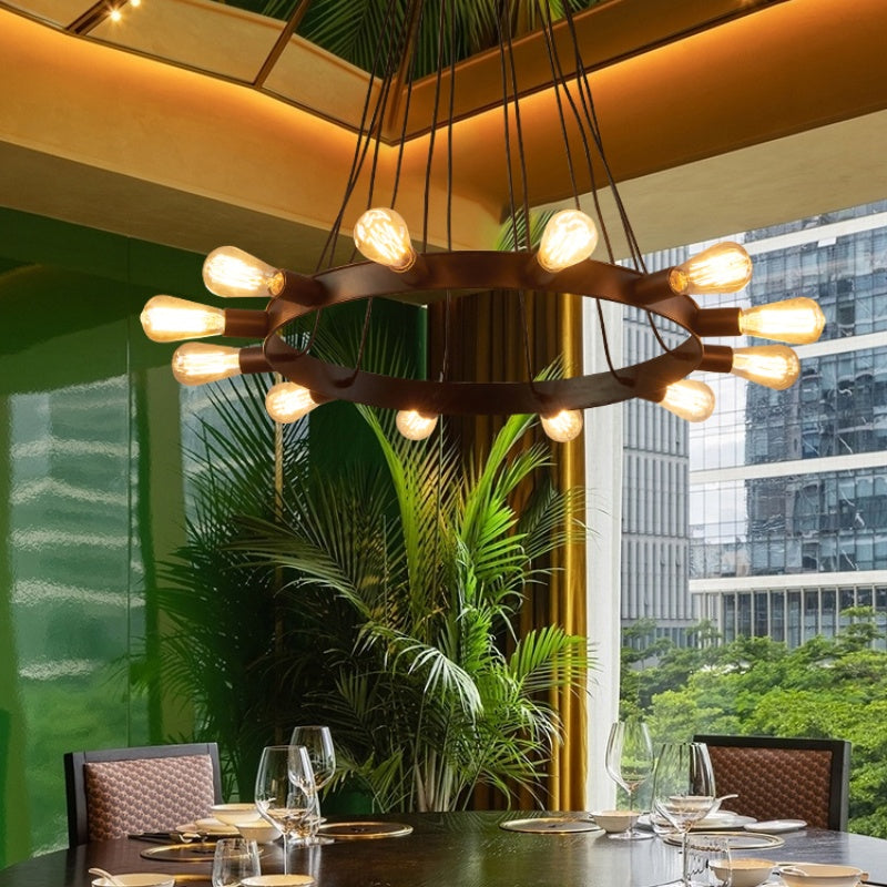 Silva Vintage LED Chandelier Brown Metal Living Room/Bar — product view 5
