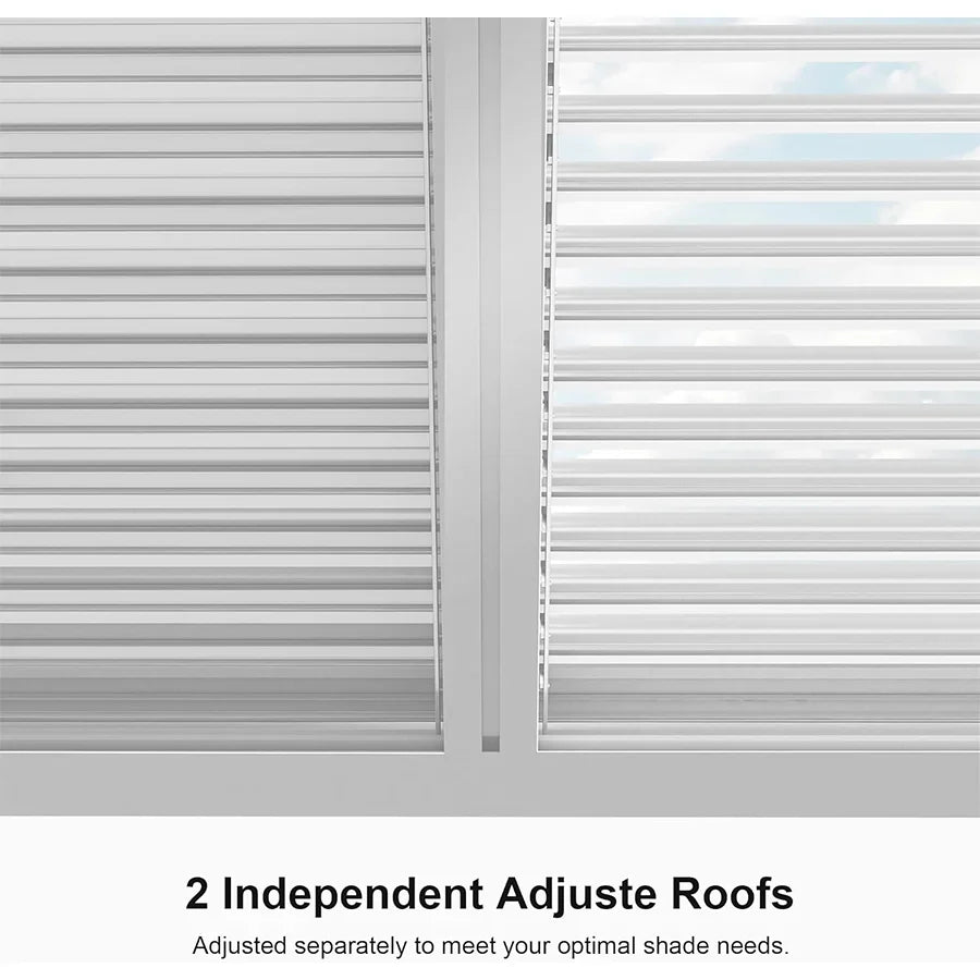 PURPLE LEAF Athena Louvered Pergola White Outdoor Aluminum Pergola with Solid Color Roller Blind Adjustable Gazebo for Patio Deck Garden — product view 5