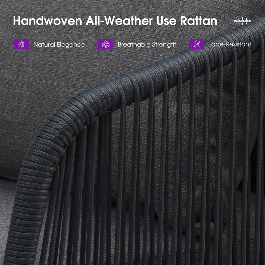 PURPLE LEAF Outdoor Chaise Lounge Thick Cushion, Aluminum Frame Patio Lounge Chair with Pillow & Lumbar Support, Wicker Armrests Sun Lounger for Poolside, Backyard, All-Weather Use — product view 7