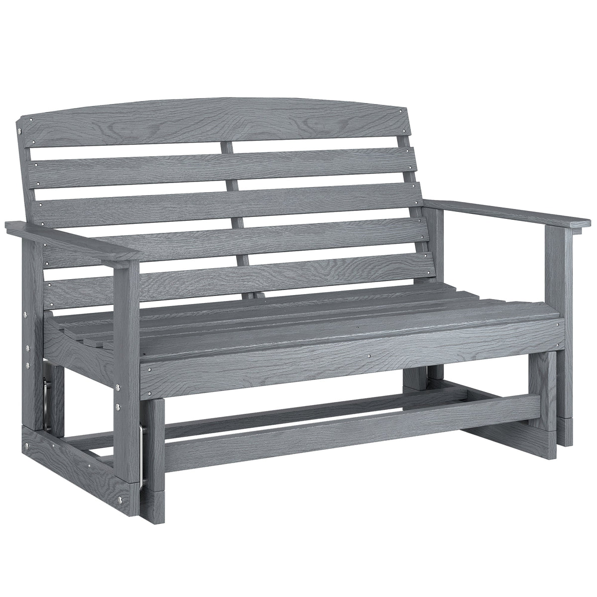 2-Person Outdoor Glider Bench w/ Slatted HDPE Frame for Backyard Garden Porch, Distressed Gray — product view 1