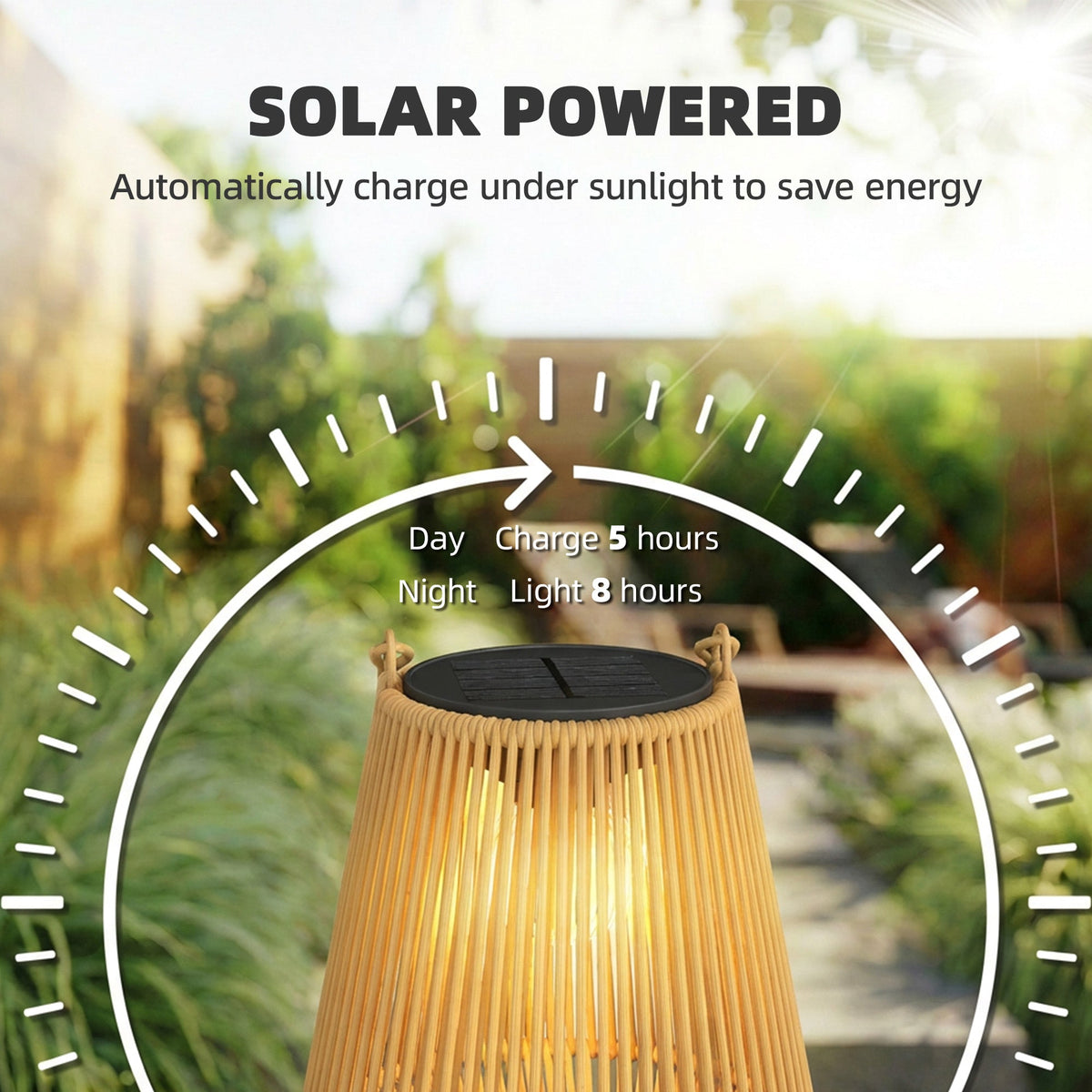 2 Pack Hanging Solar Rattan Lanterns with Auto On/Off, Brown — product view 6