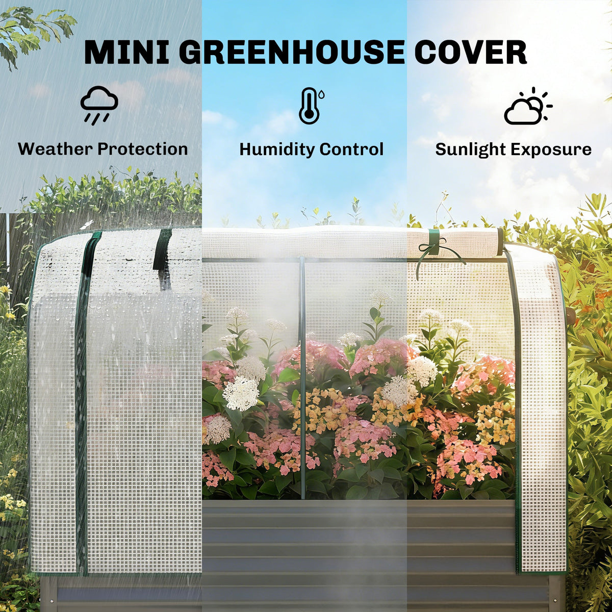 Galvanized Raised Garden Bed with Greenhouse Cover, Dark Gray — product view 6