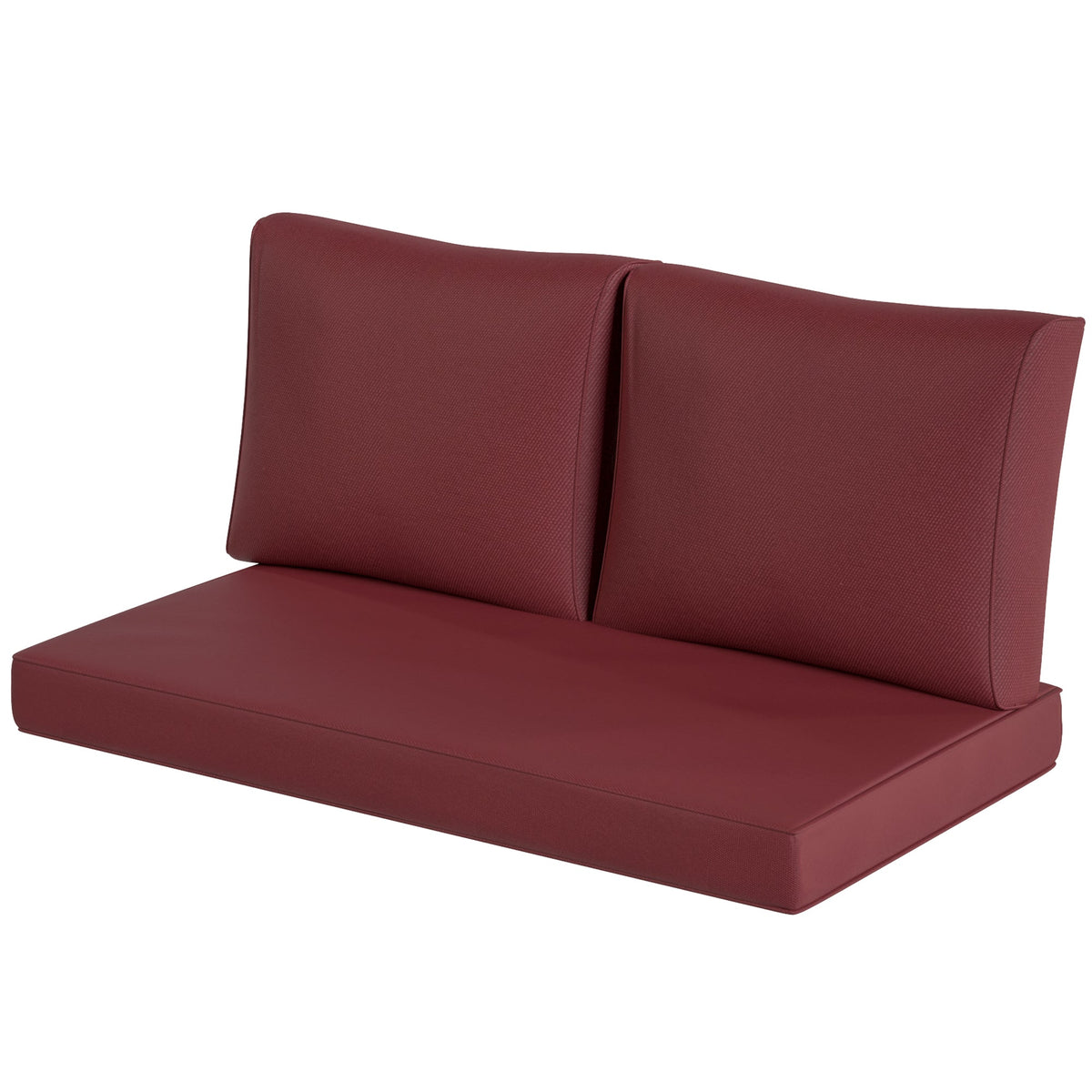 2 Seater Outdoor Seat Cushions with Backrest, Wine Red — product view 2