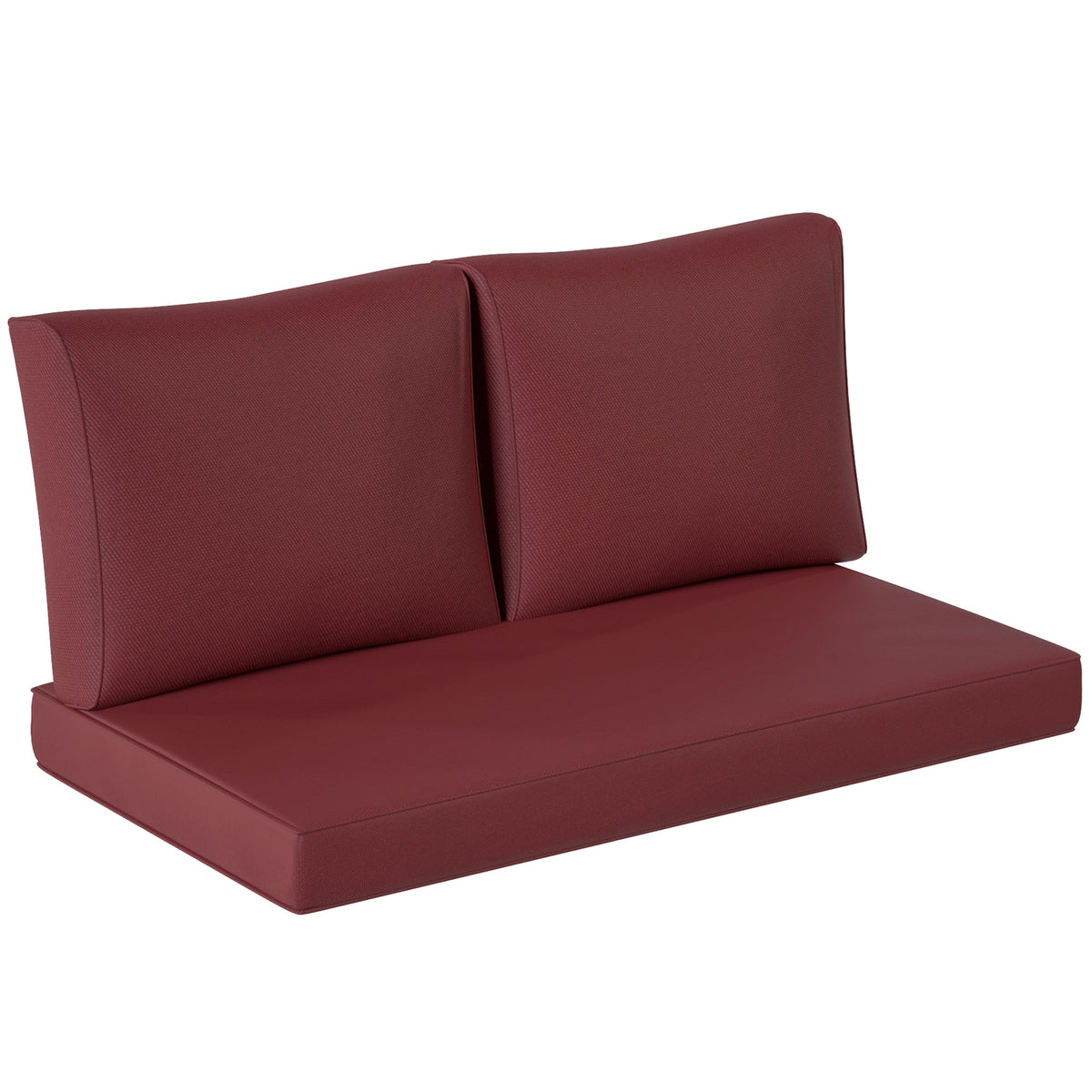 2 Seater Outdoor Seat Cushions with Backrest, Wine Red — product view 1