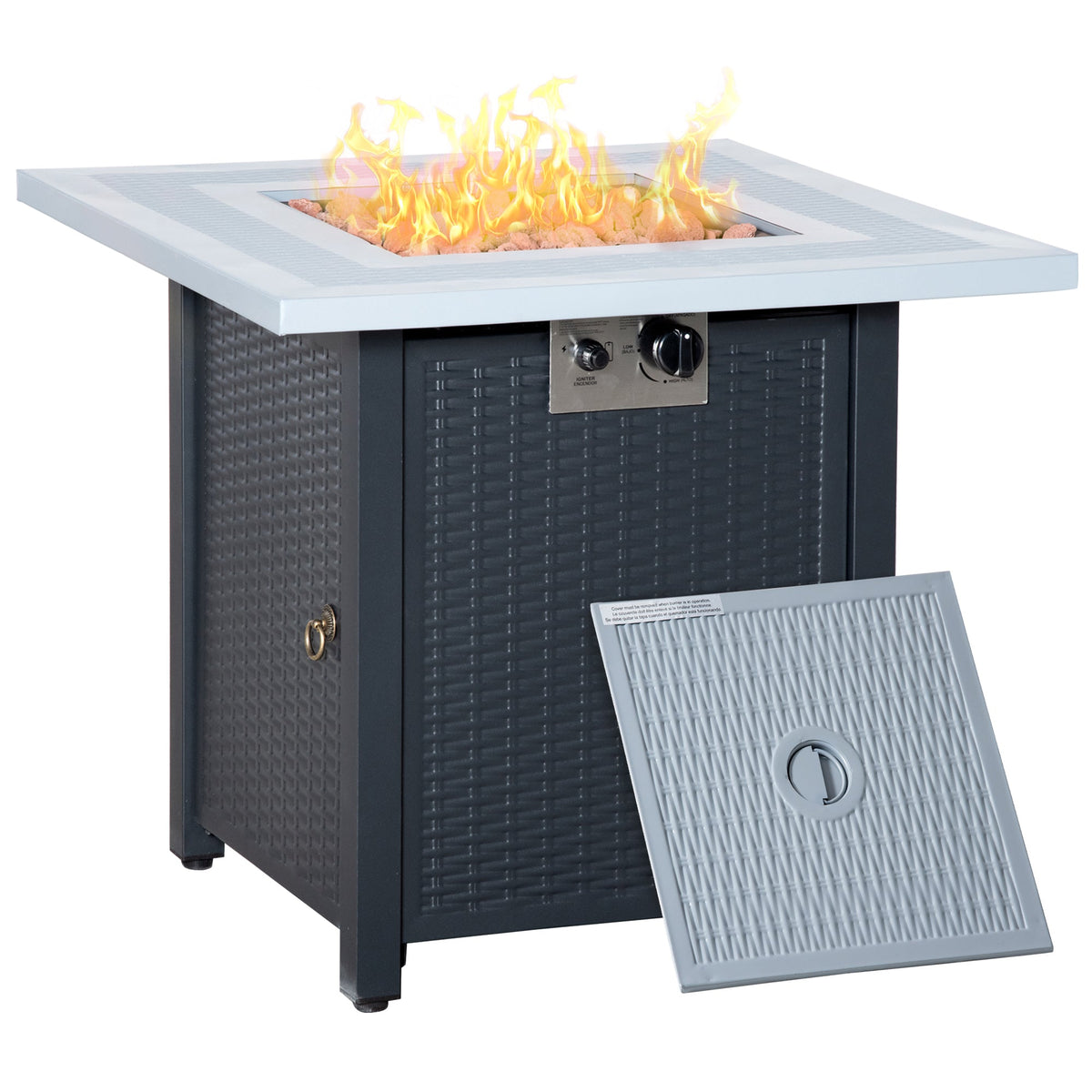 71 x 71 x 62 cm Gas Fire Pit Table, 40000 BTU, Black — product view 1