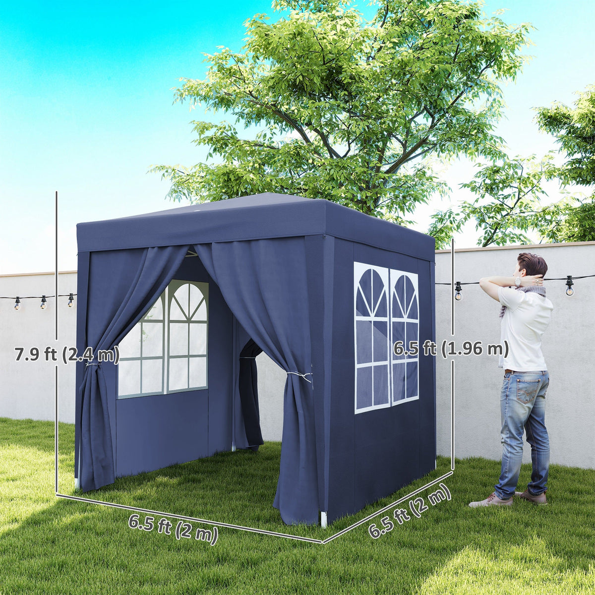 6.6' x 6.6' Pop-Up Canopy Tent with Removable Sidewalls and Carry Bag, Blue — product view 5